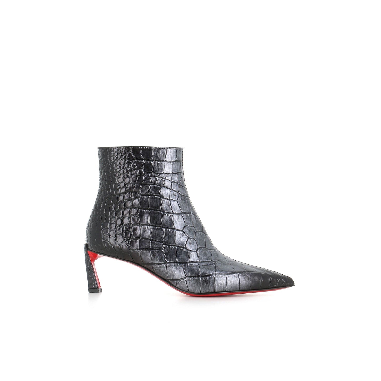 Christian Louboutin Condora Gunmetal Croc-Embossed Booties 55mm | New in Box 37