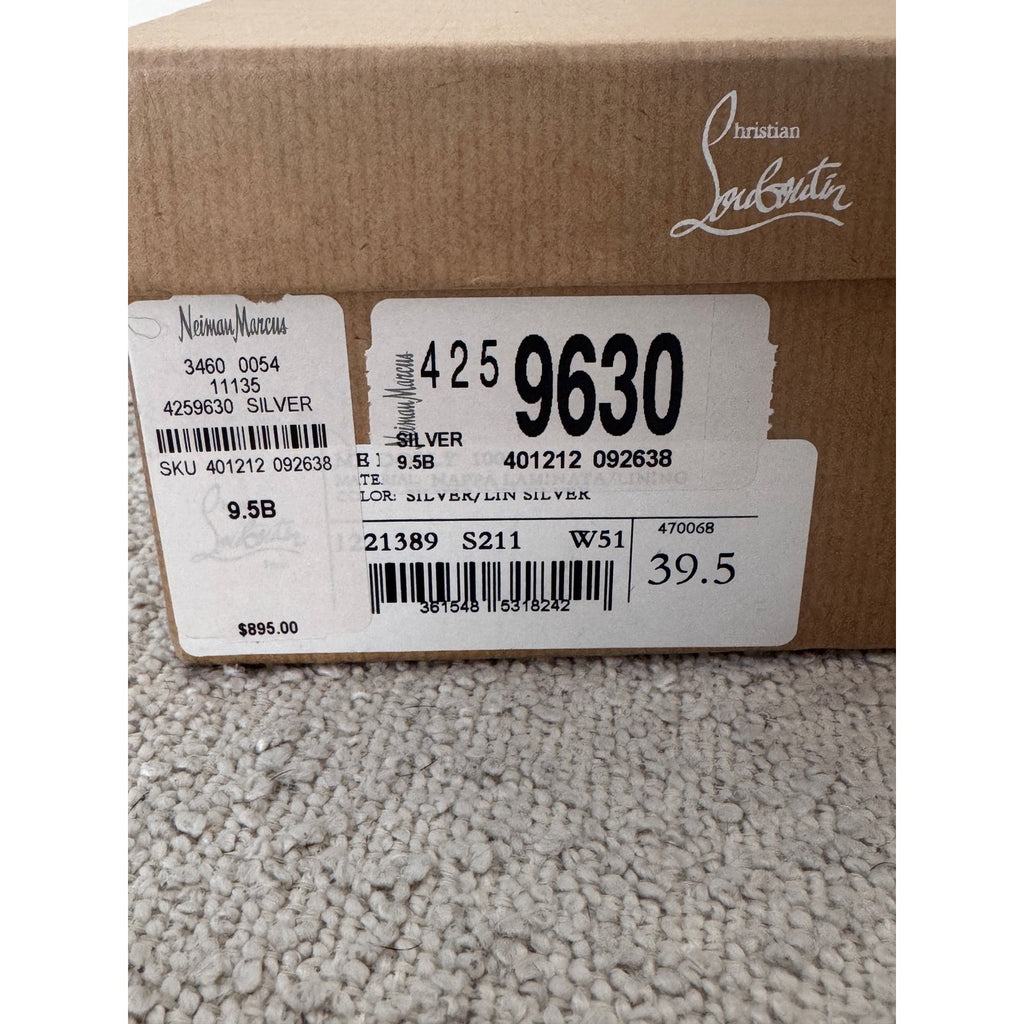 CHRISTIAN LOUBOUTIN 
100mm Me Dolly Metallic Slide Sandals - Silver BNIB