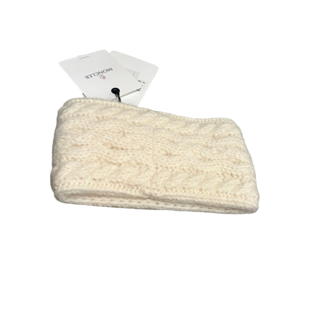 MONCLER Logo Natural Cable Knit Alpaca Headband Ear Warmer NWT