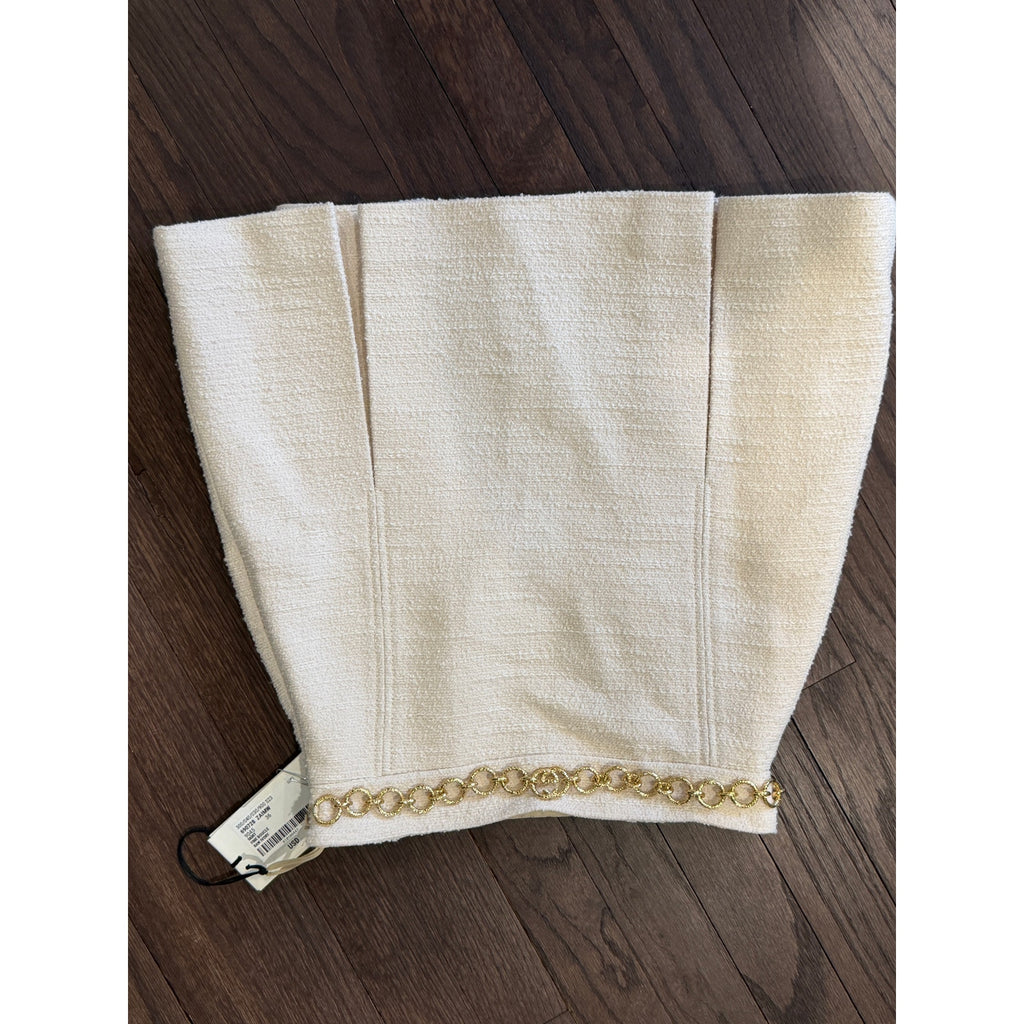 Gucci Chain Embellished Bouclé Mini Skirt White IT 36 NWT
