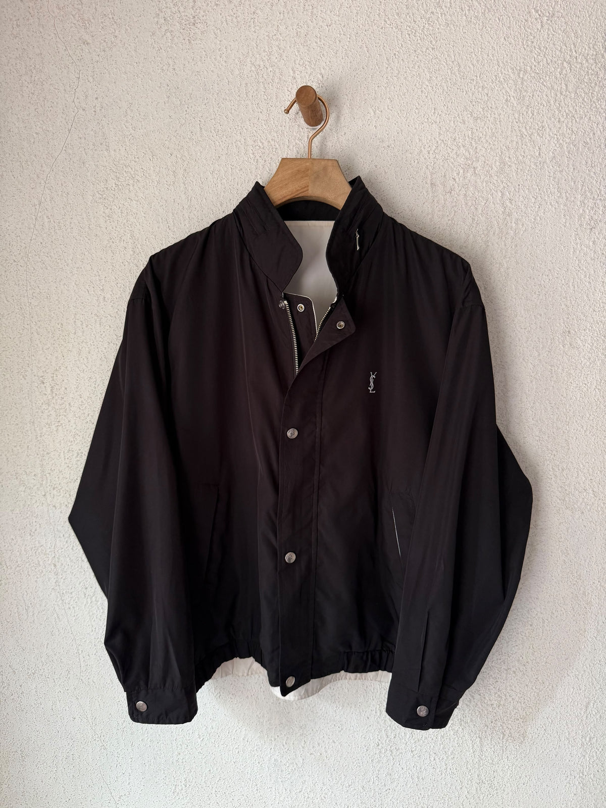 Yves Saint Laurent YSL Reversible Black & White Bomber Windbreaker Jacket