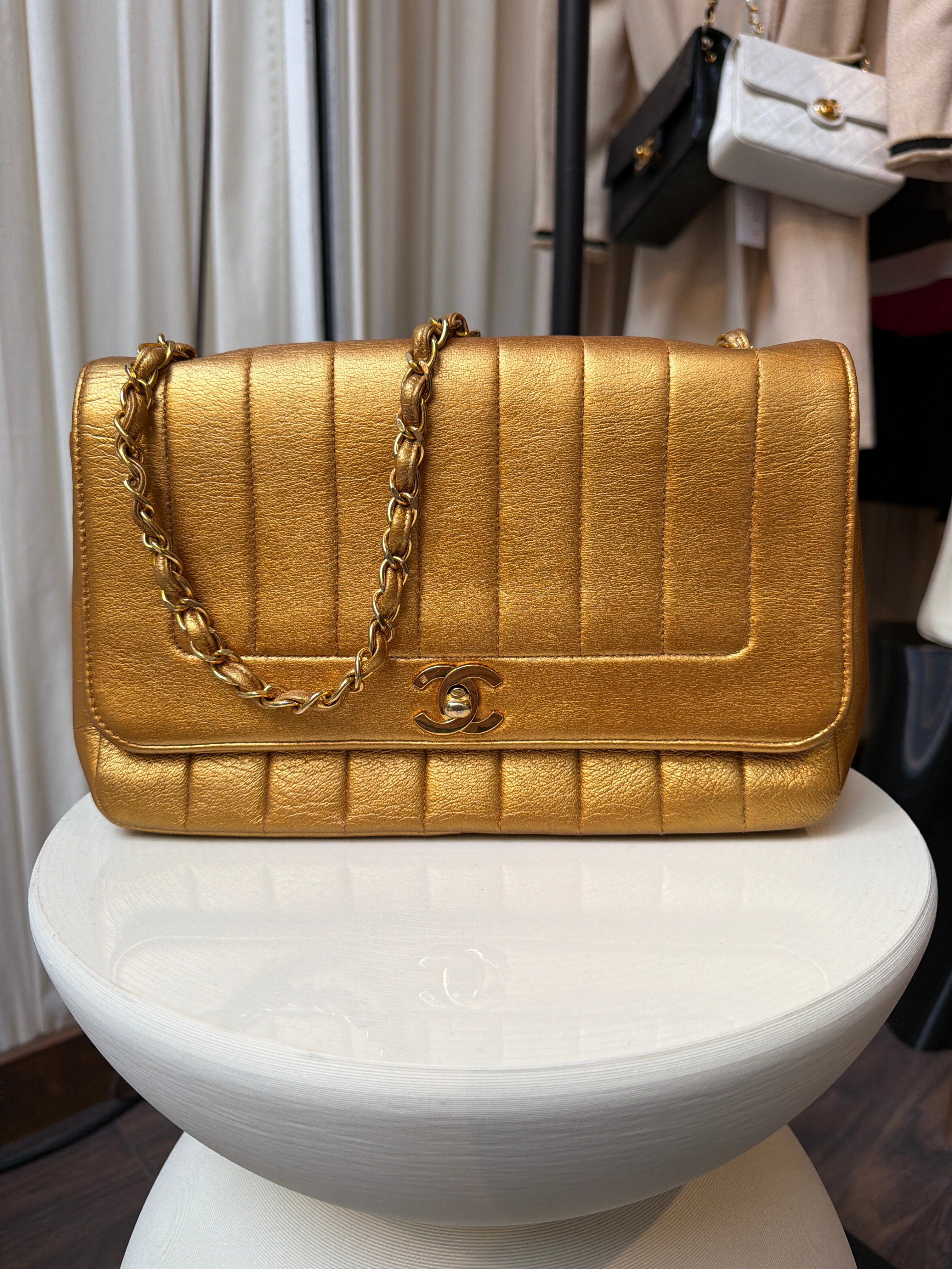 Chanel Rose Gold Verticle Bag