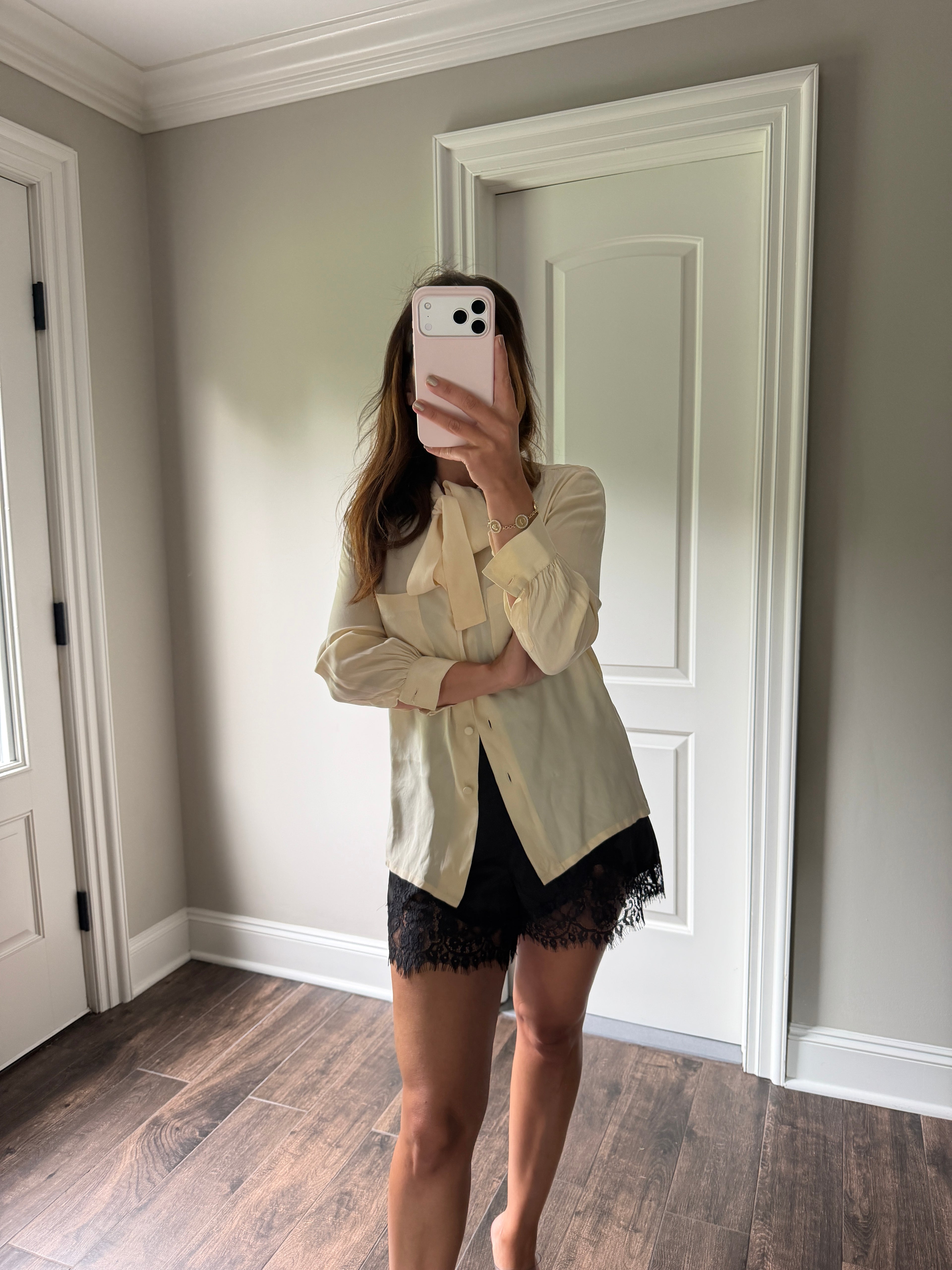 Chanel CC Pocket Ivory Logo Blouse