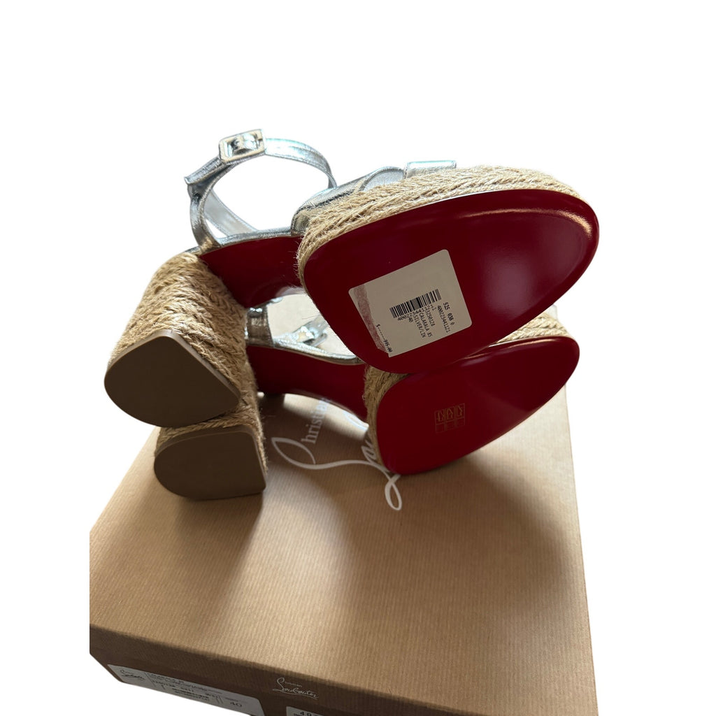 CHRISTIAN LOUBOUTIN Calakala 85 metallic leather espadrille sandals BNIB 40