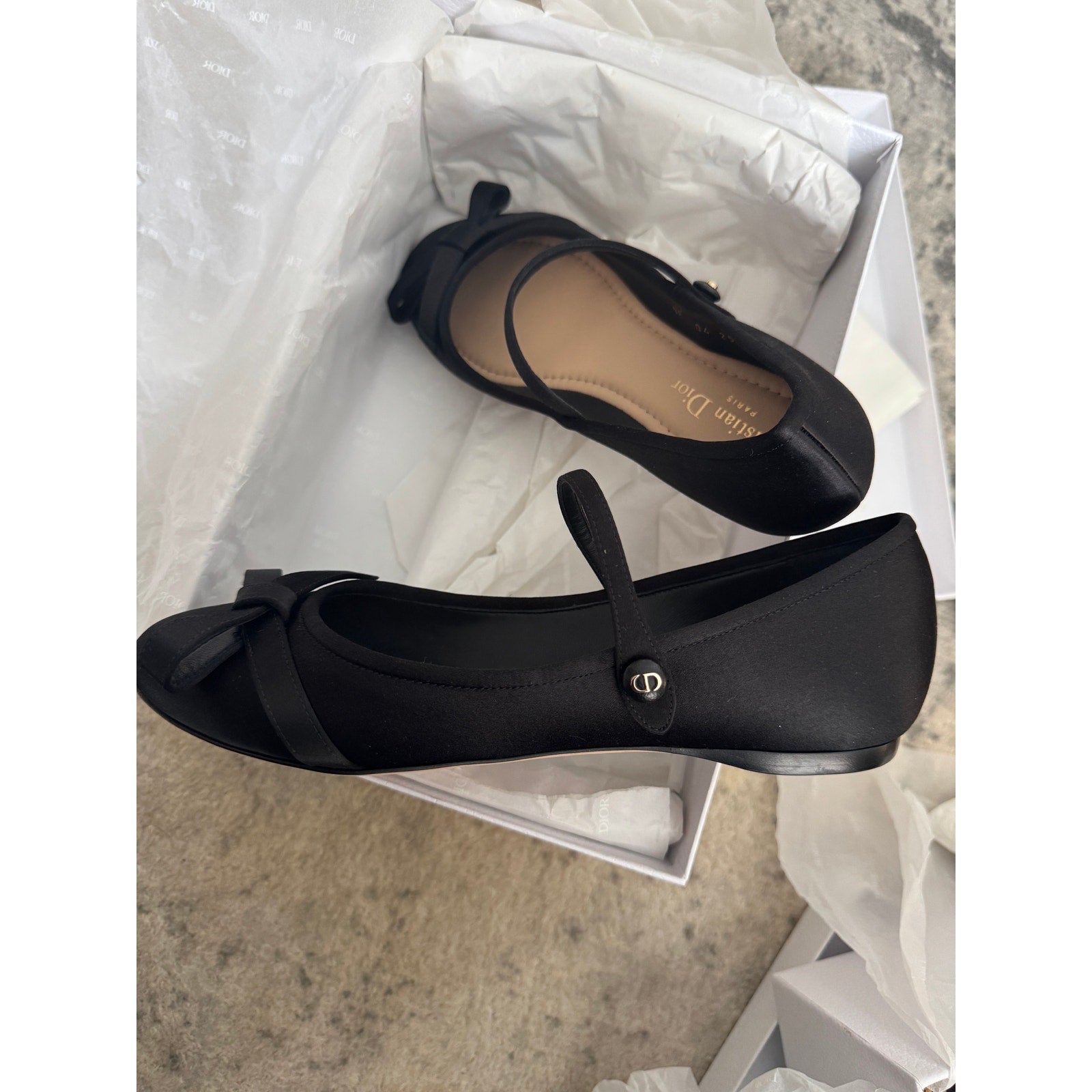 Christian Dior Satin Bow Ballet Flats with Mary Jane Strap BNIB 38.5