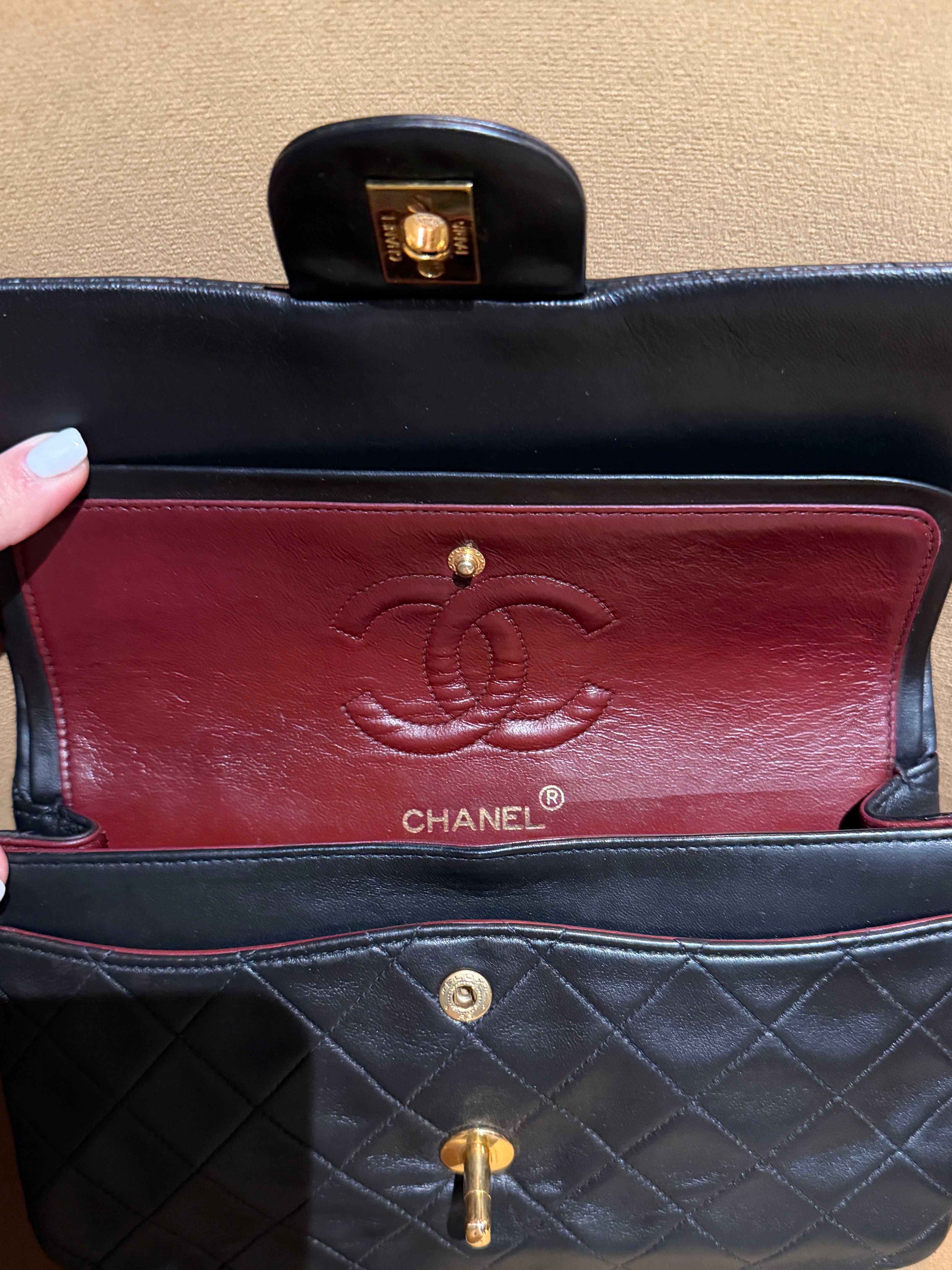 Chanel Classic Small Double Flap Bag Black Lambskin 24K Gold Hardware 1994–1996
