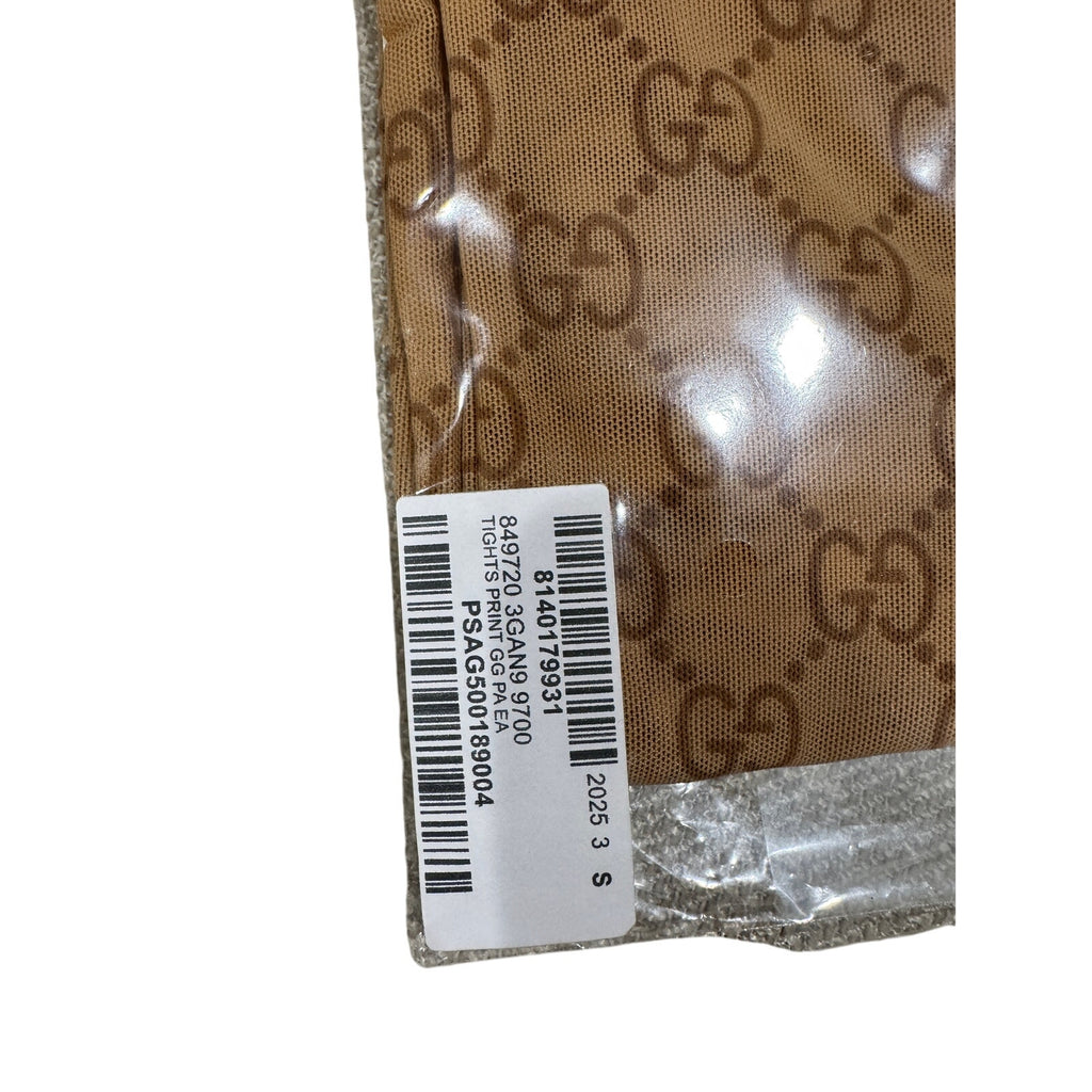 Gucci GG Logo Tights Beige Stretch Nylon Size Small | Fall Winter 2025 | NWT