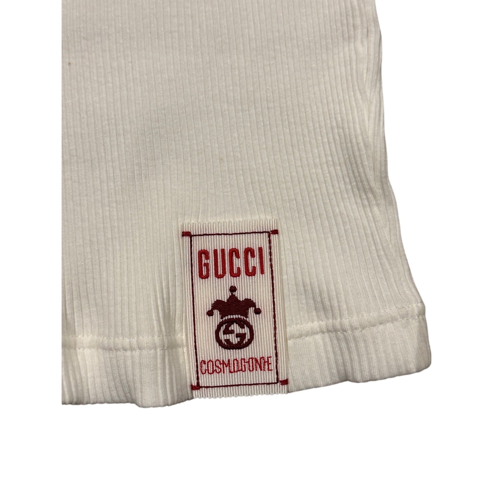 GUCCI Logo-Patch Ribbed Cotton Tank Top Size XSmall