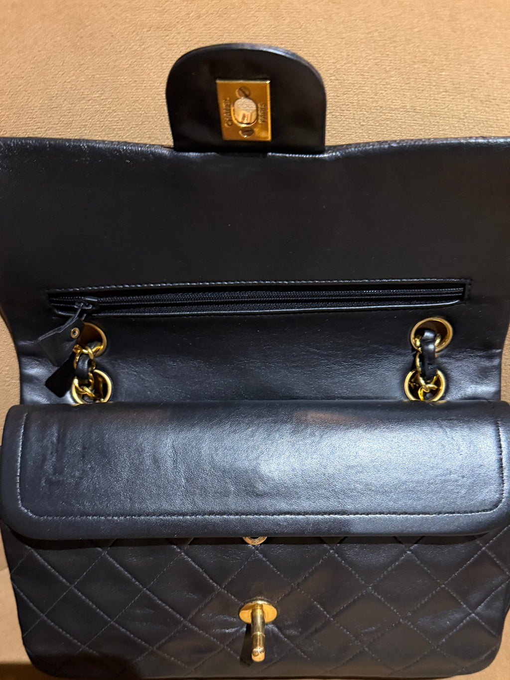 Chanel Classic Small Double Flap Bag Black Lambskin 24K Gold Hardware 1994–1996