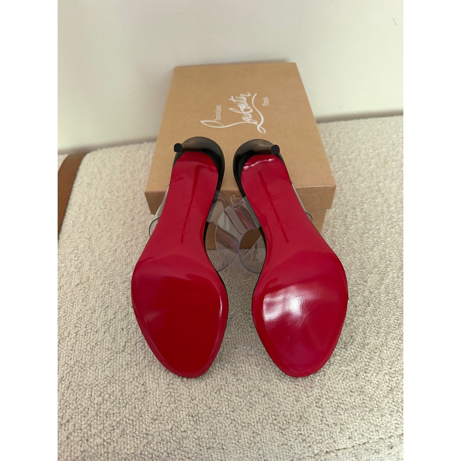 Christian Louboutin Just Loubi Nothing 85 Pvc Women Mules Black NWT 36.5
