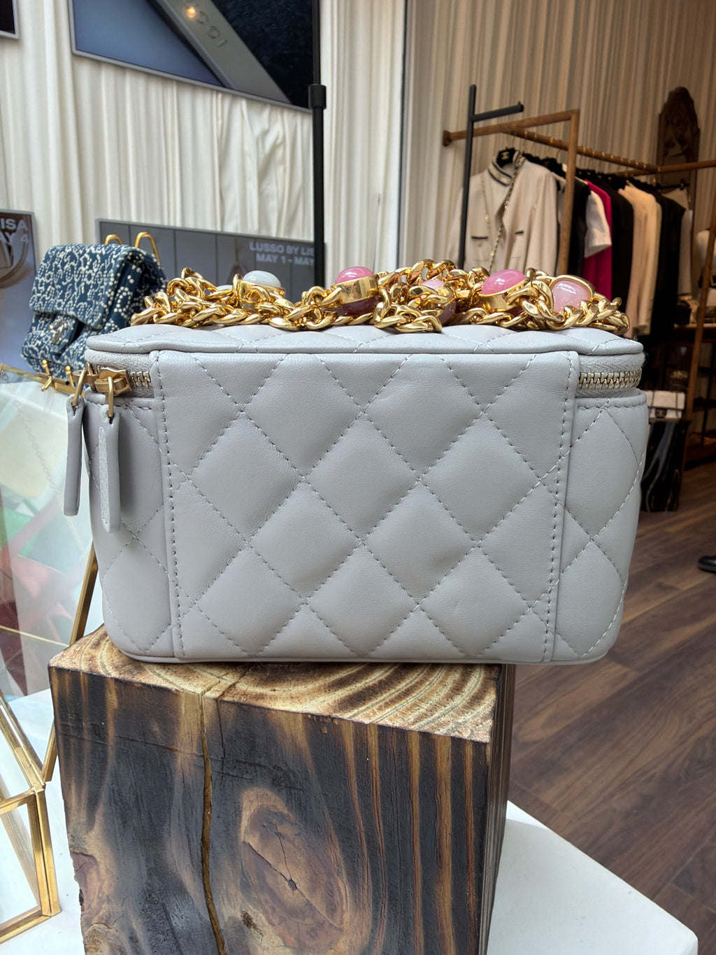 Chanel Lambskin Resin Chain Grey Vanity