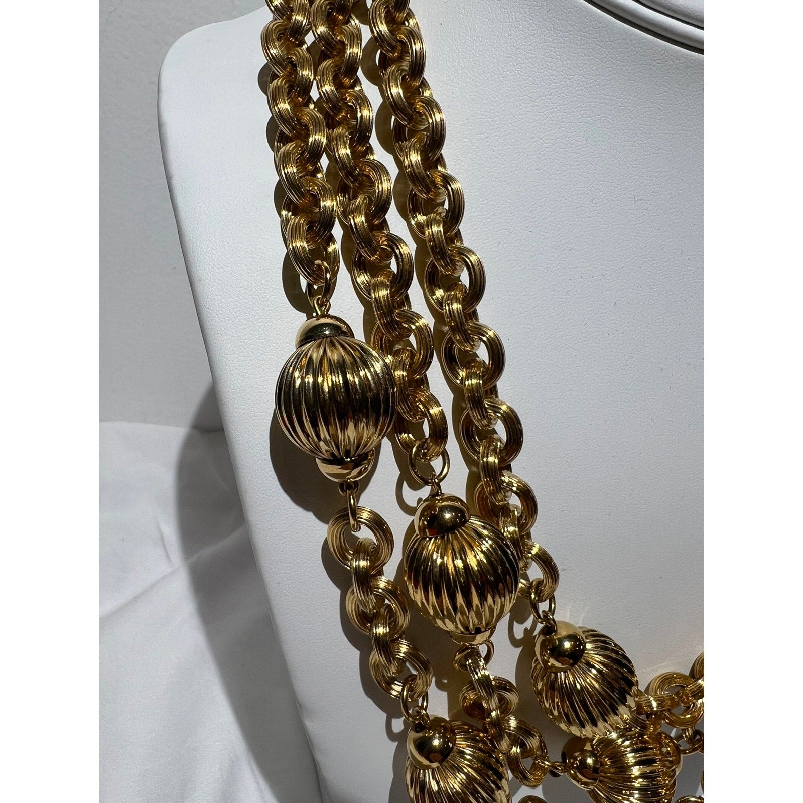 Vintage Givenchy Textured Station Multi-Strand Necklace