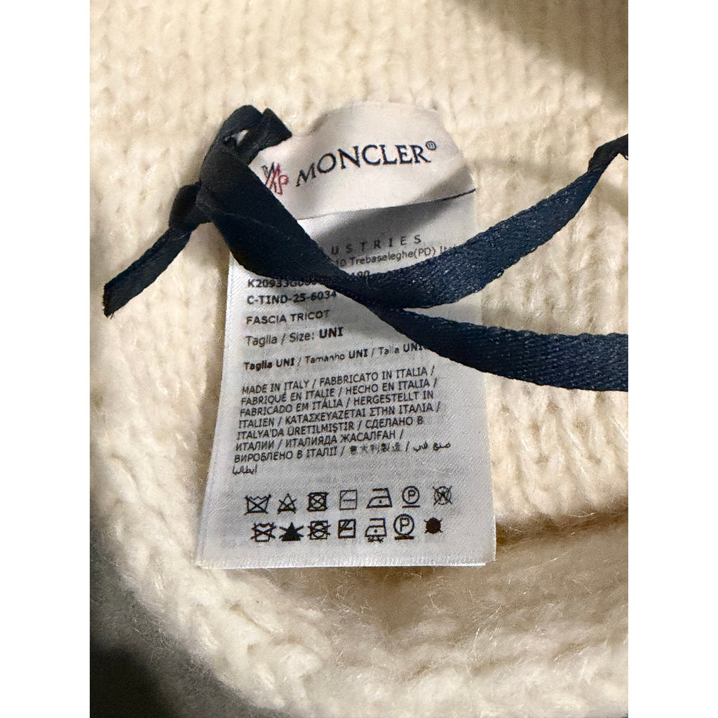 MONCLER Logo Natural Cable Knit Alpaca Headband Ear Warmer NWT