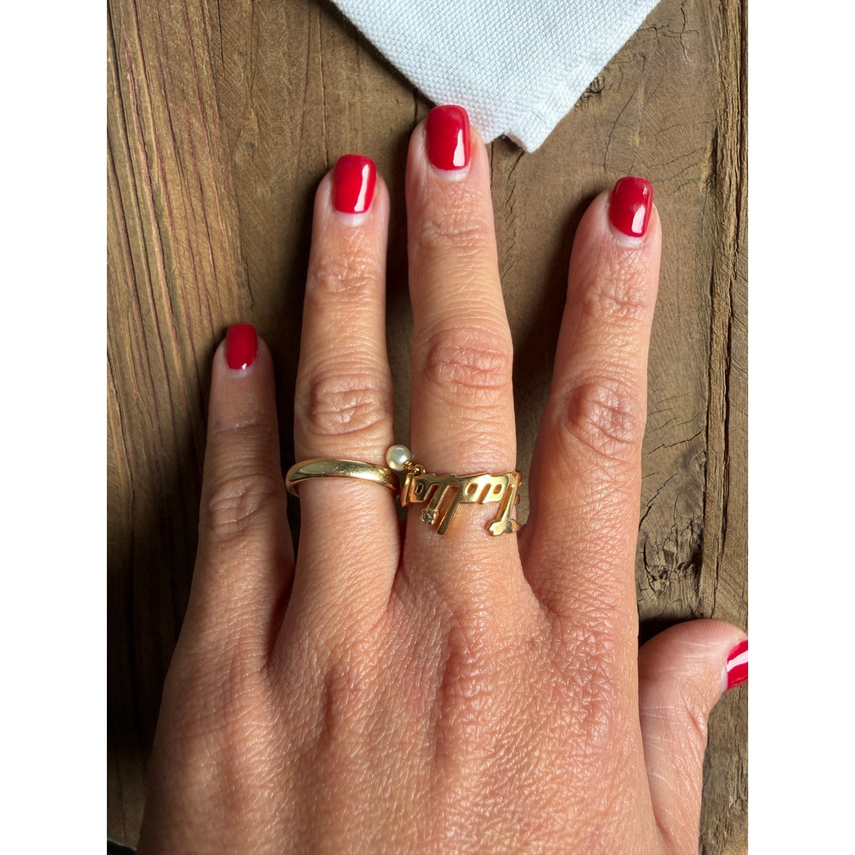 Dior J’Adior Ring Gold Finish Metal White Resin Pearl Crystal Size L 7.25 New