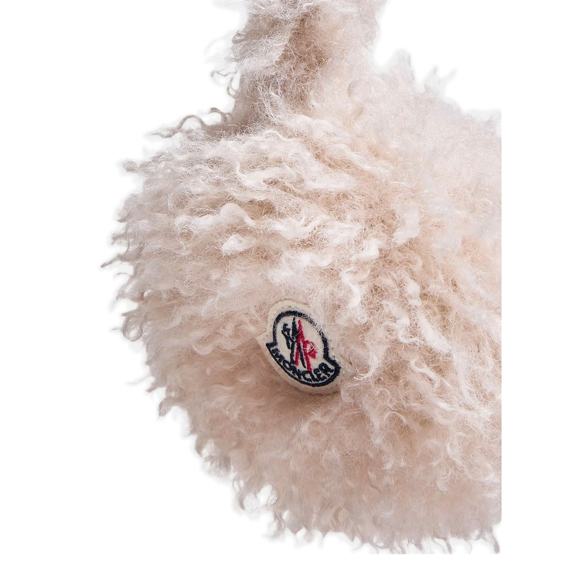 Moncler Fluffy Teddy Earmuffs Light Beige Logo Headband Made in Italy NWT