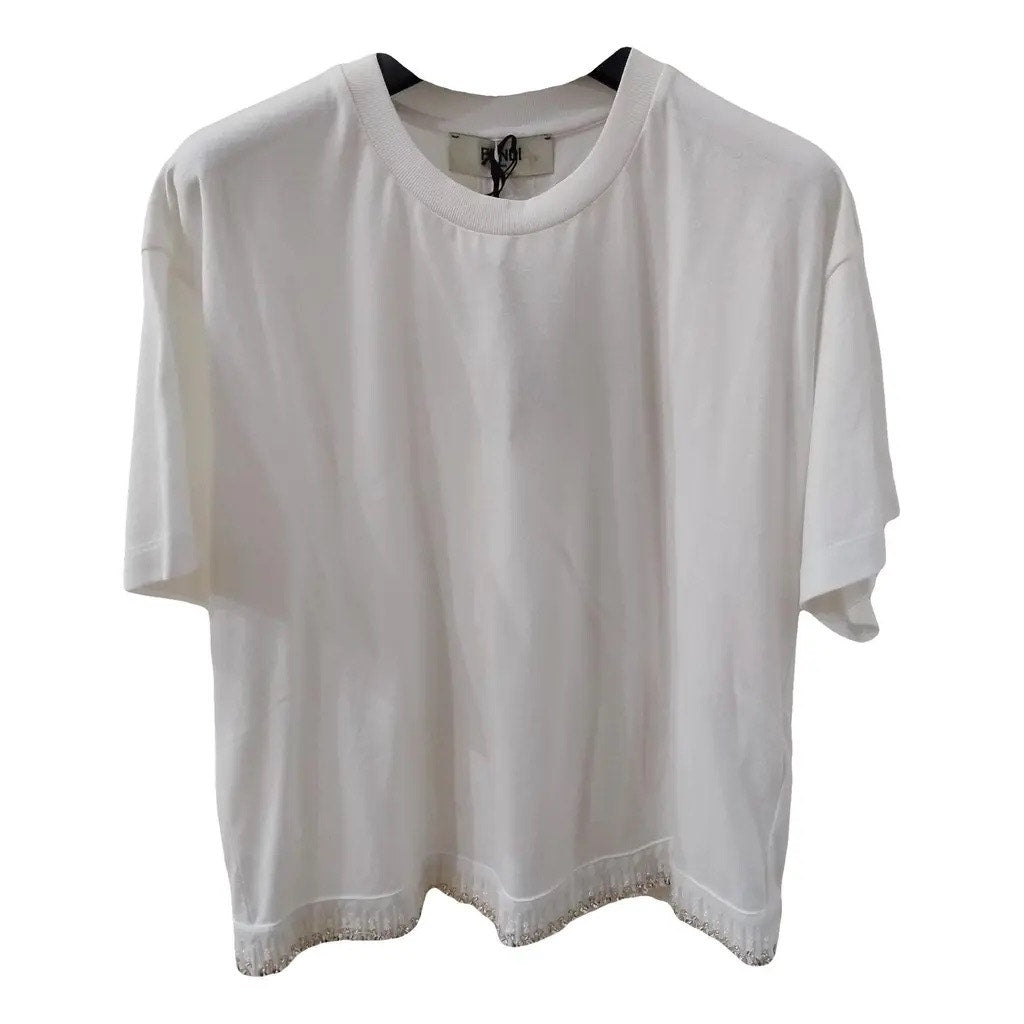 Fendi White Knitted Shirt Luxury Knit Top Size S