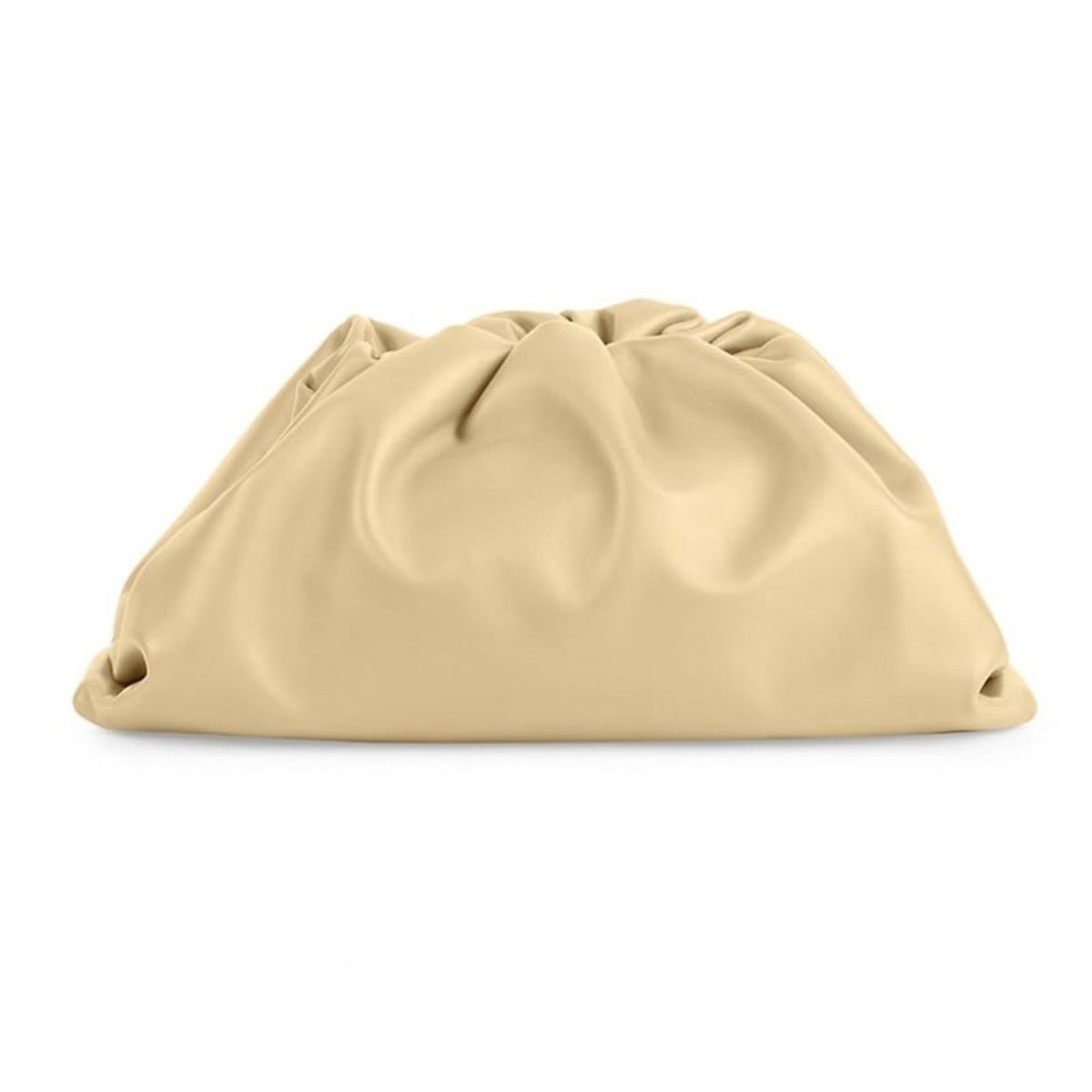 Bottega Veneta The Pouch Large Gathered Leather Clutch in Porridge – NWT