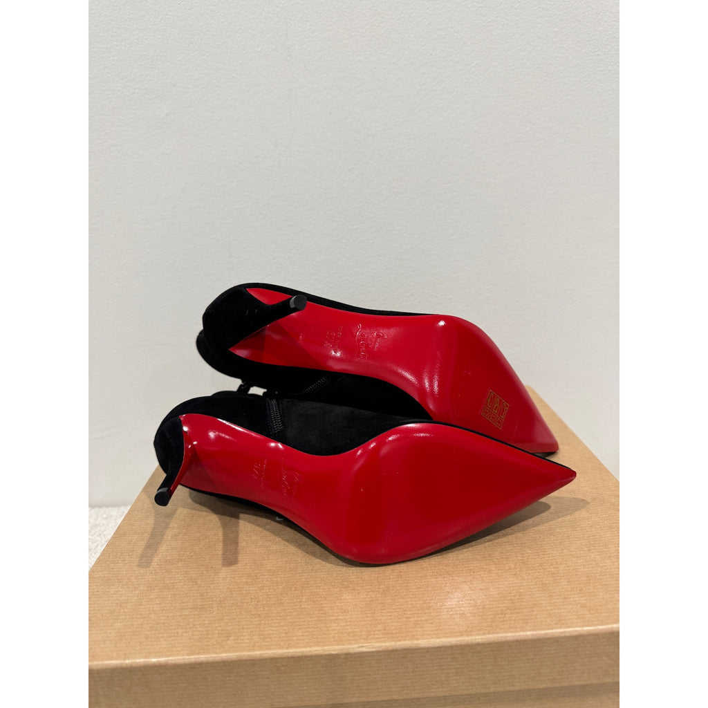 CHRISTIAN LOUBOUTIN So Apostropha Booty 80 Suede Black Ankle Boots
