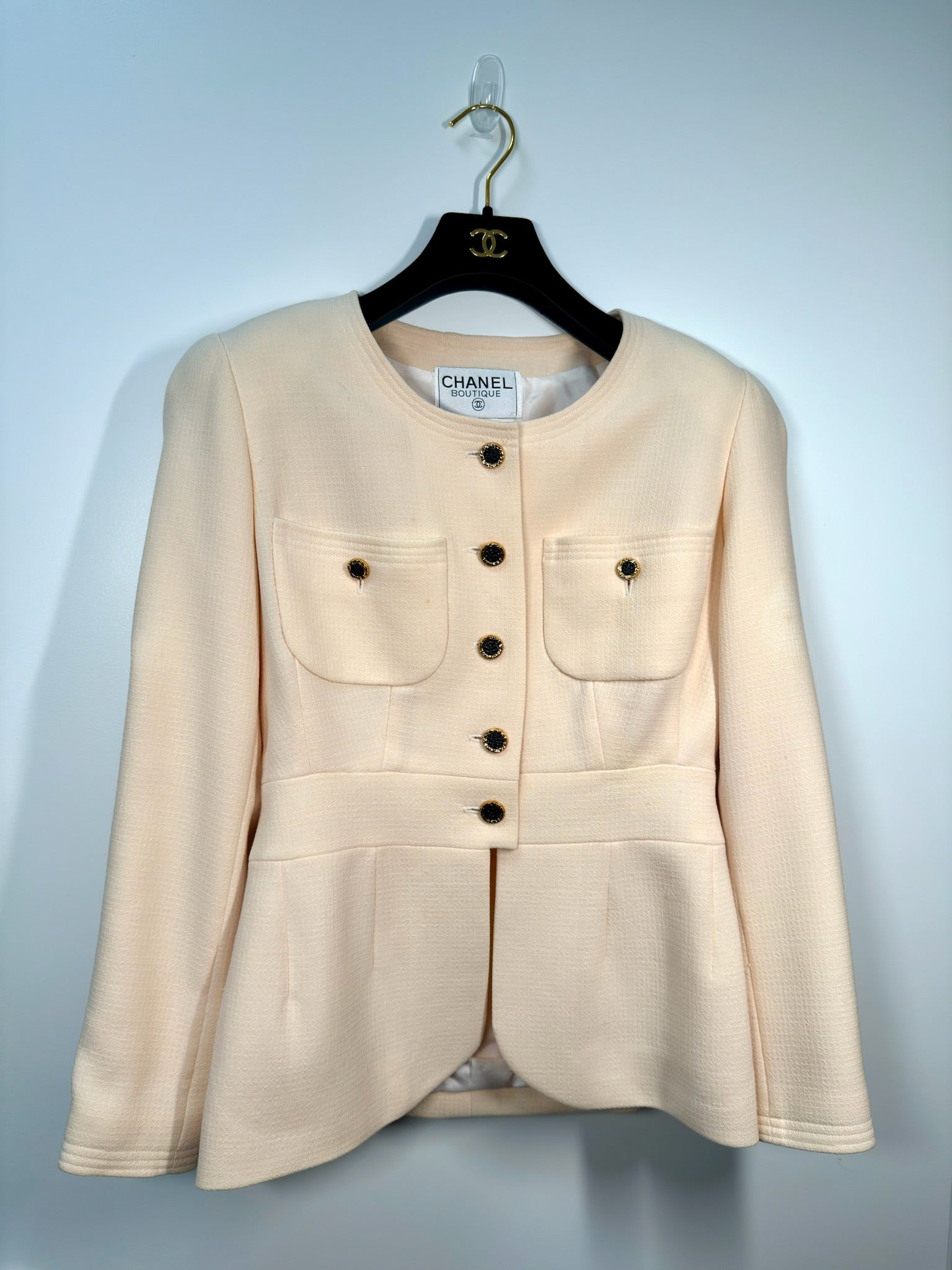 Chanel Beige Blazer Blk Buttons
