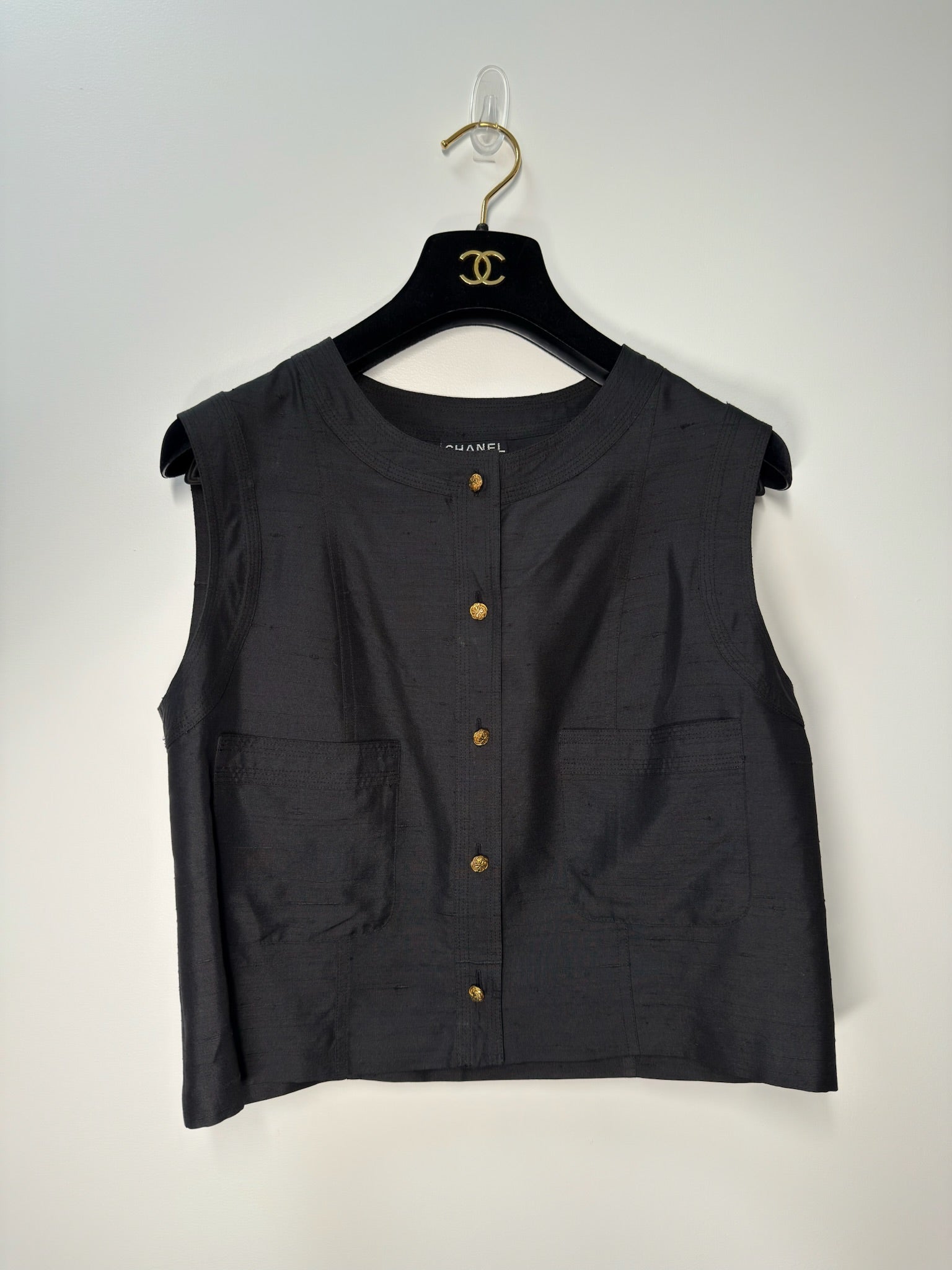 Chanel Black Gold Button Vest