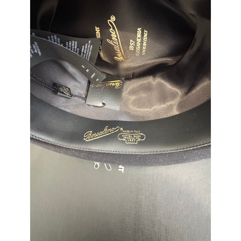 Saint Laurent x Borsalino Federico Black Wool Felt Fedora Hat Size 58 Medium Unisex