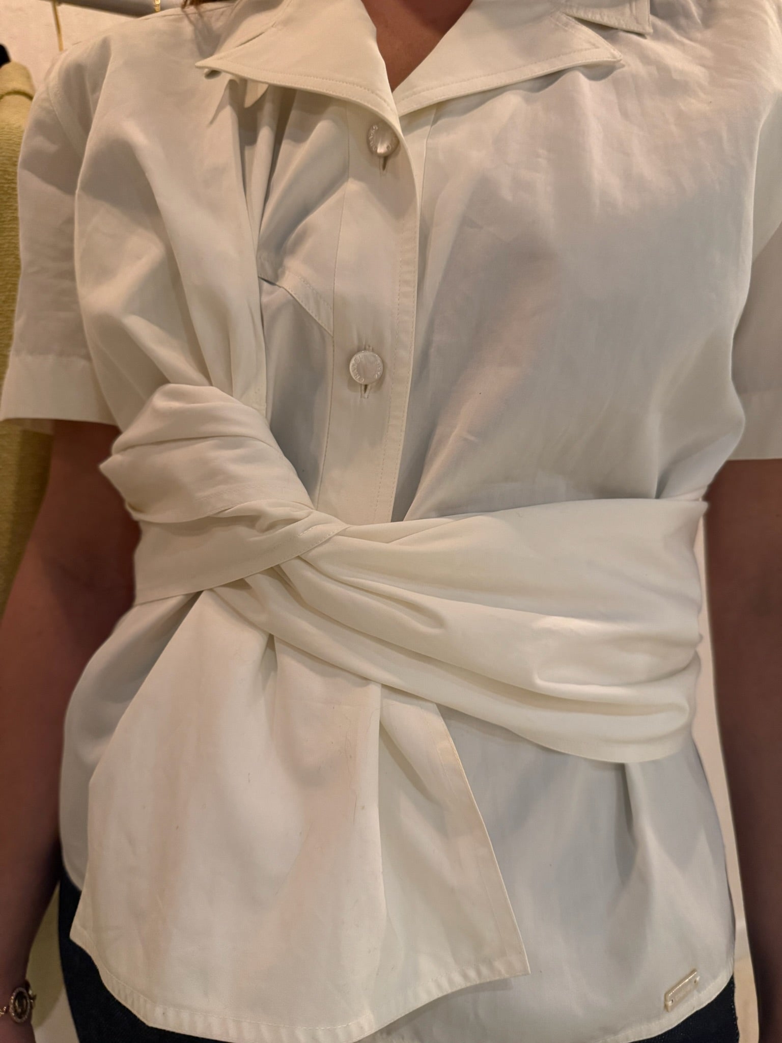 Chanel Spring 2001 Button-Up Top FR40 | Off White Blouse