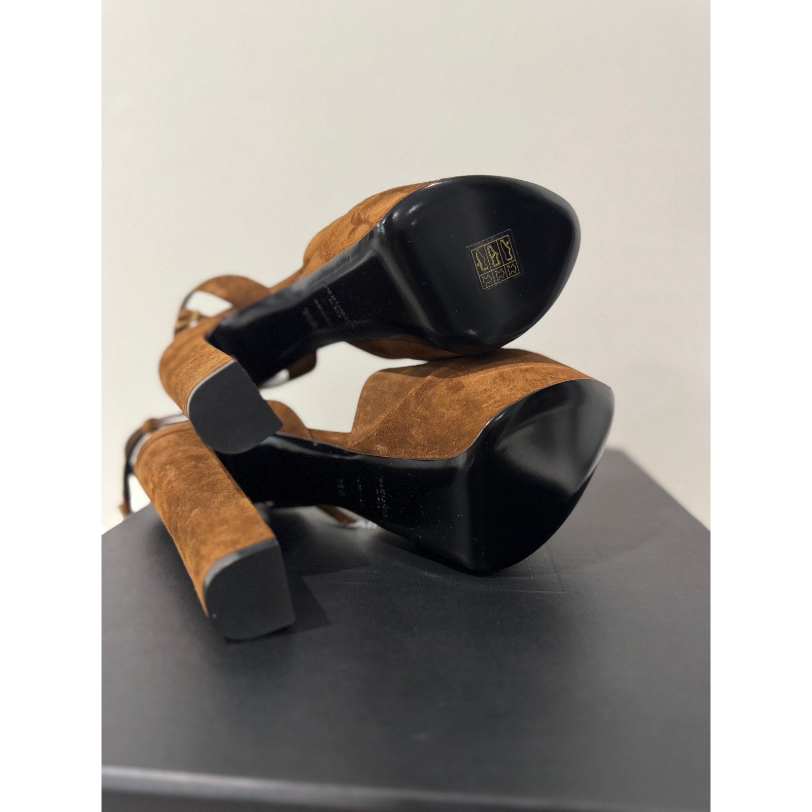 SAINT LAURENT JODIE PLATFORM SANDALS IN SUEDE LAND BNIB 38.5