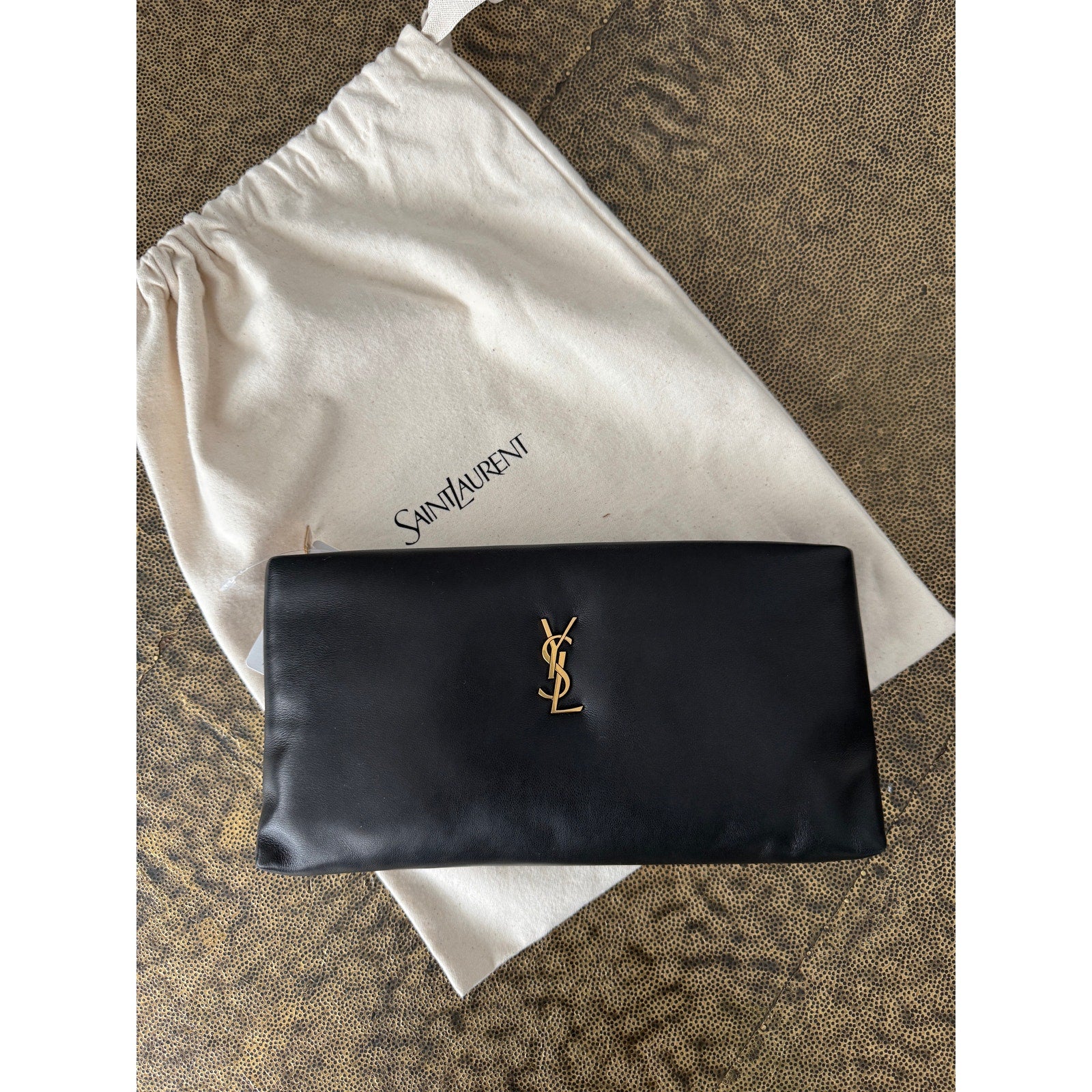 Saint Laurent Calypso Black Leather Pouch – New with Tags, Dust Bag
