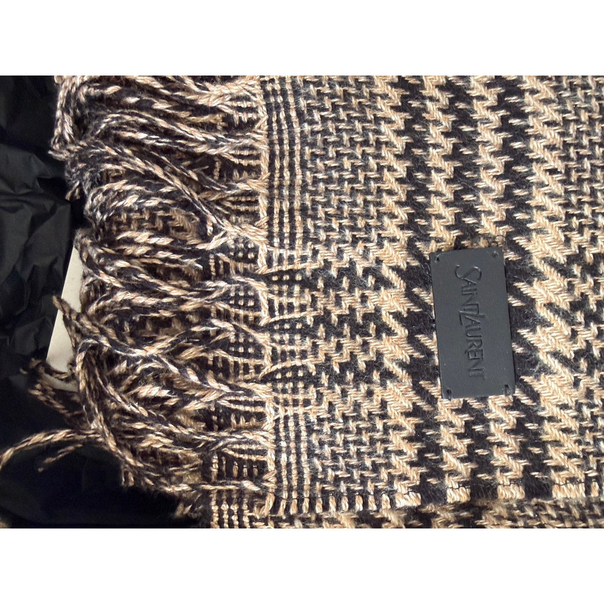 Saint Laurent Prince of Wales Check Silk Cashmere Scarf Unisex NWT