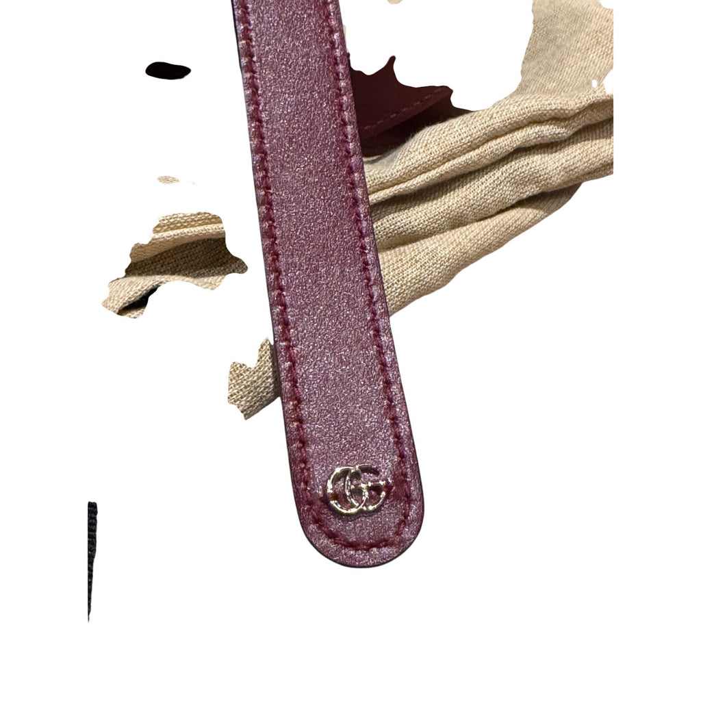 Gucci Reversible Black & Rosso Ancora Leather Belt Size 95 Light Gold Buckle NWOT