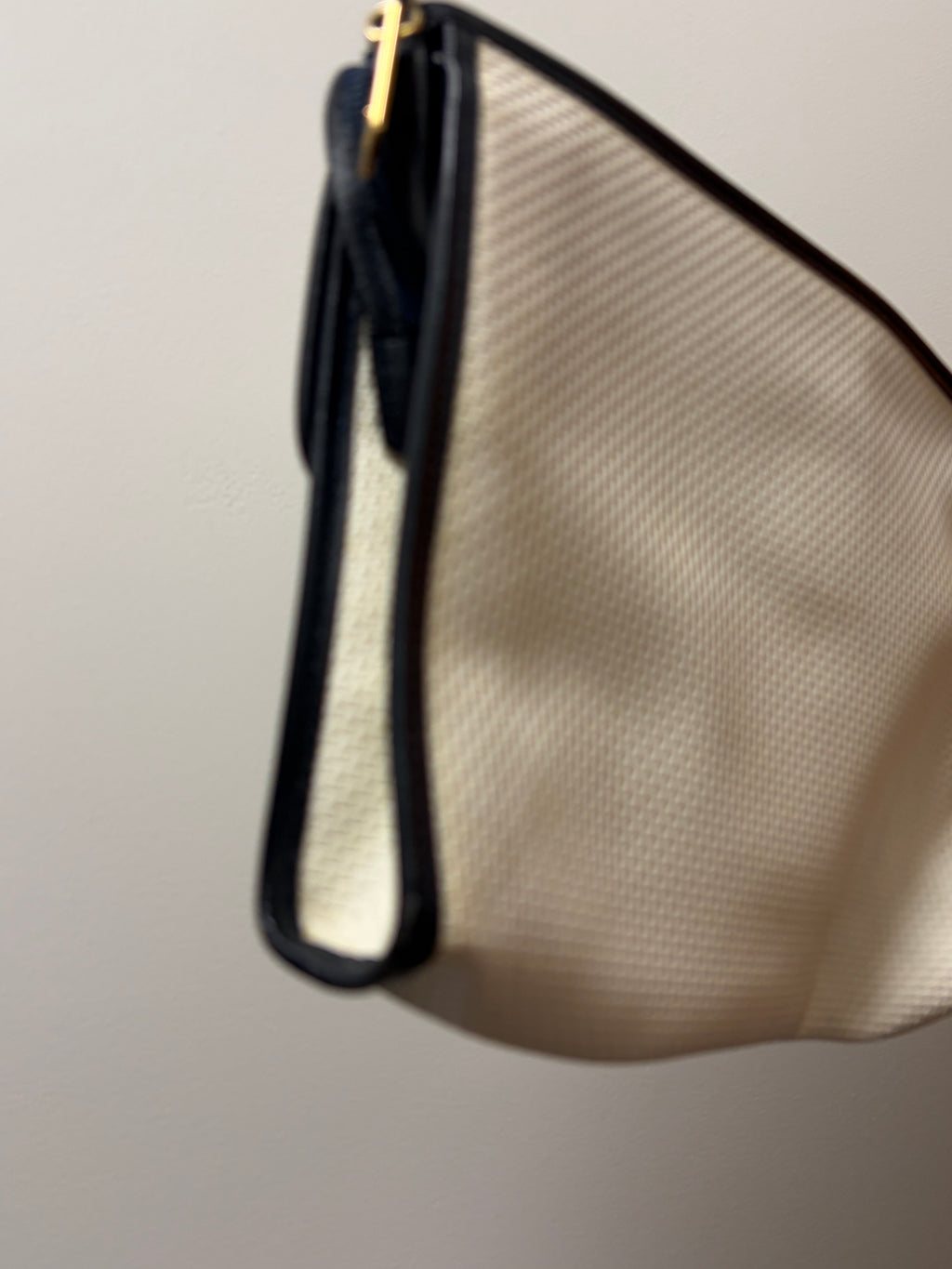 Yves Saint Laurent White & Navy YSL Logo PVC Clutch Bag
