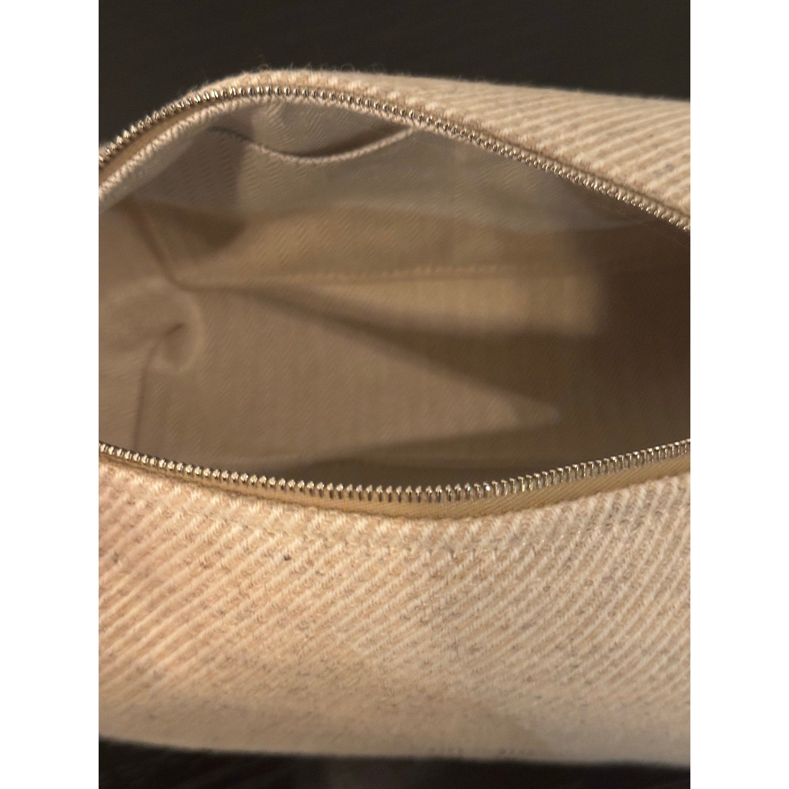 HERMES Wool Small Au Carre Bride-A-Brac Vanity Pouch Seigle Bag