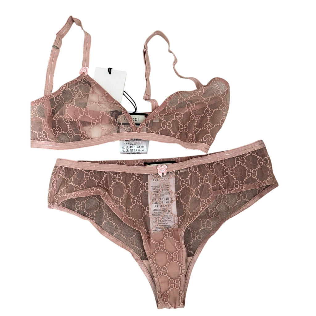 GG All Over Embroidered Tulle Lingerie Set size  XS
