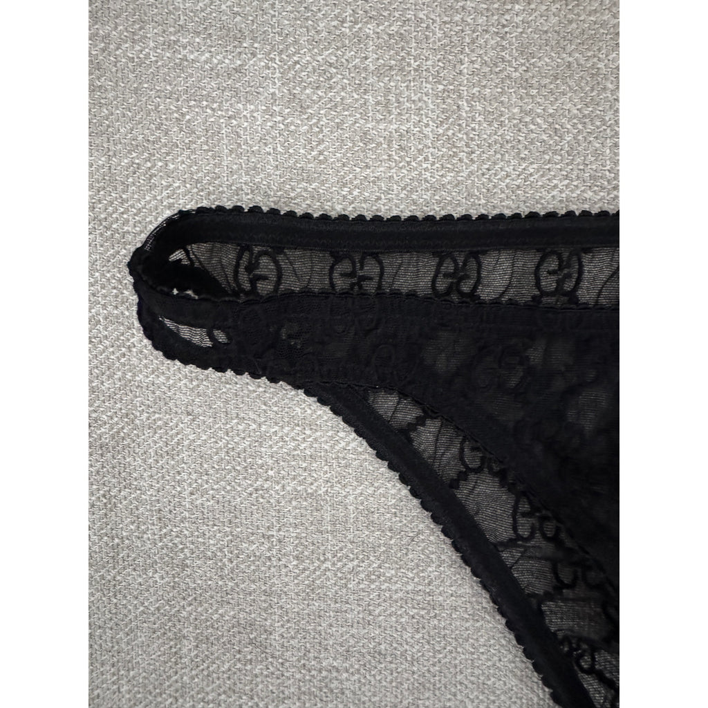 GUCCI SHEER LOGO PANTY BLACK NWT MEDIUM