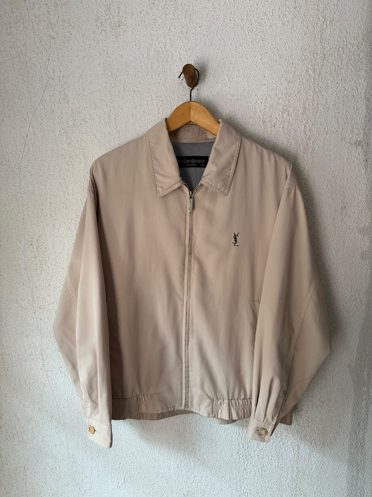 Yves Saint Laurent YSL Khaki Zip-Up Bomber Jacket