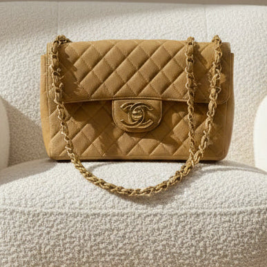 Chanel Jumbo Caviar Beige Maxi Flap  1986-1988
