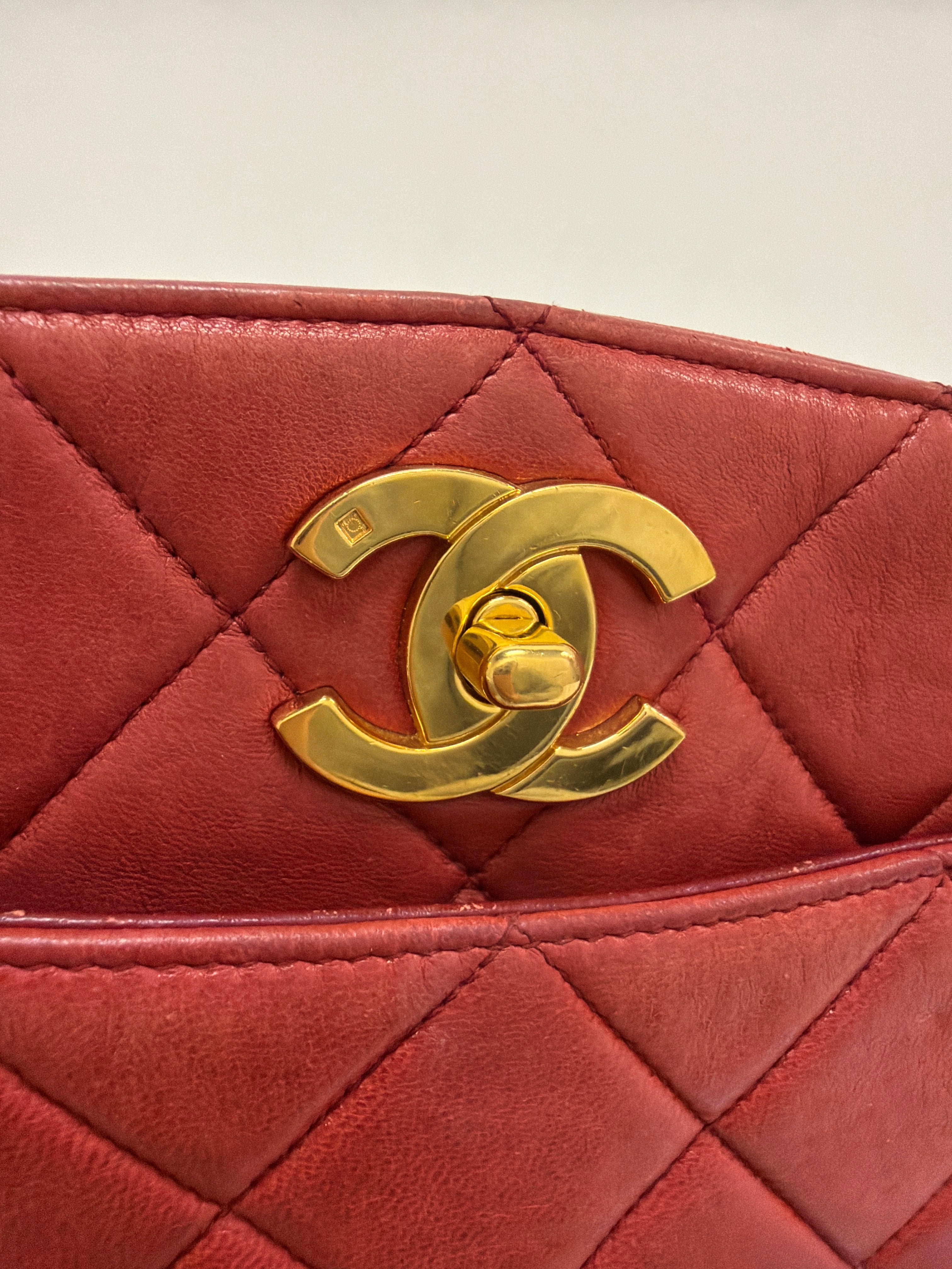 Chanel Red Maxi CC Tote 1994-1996
