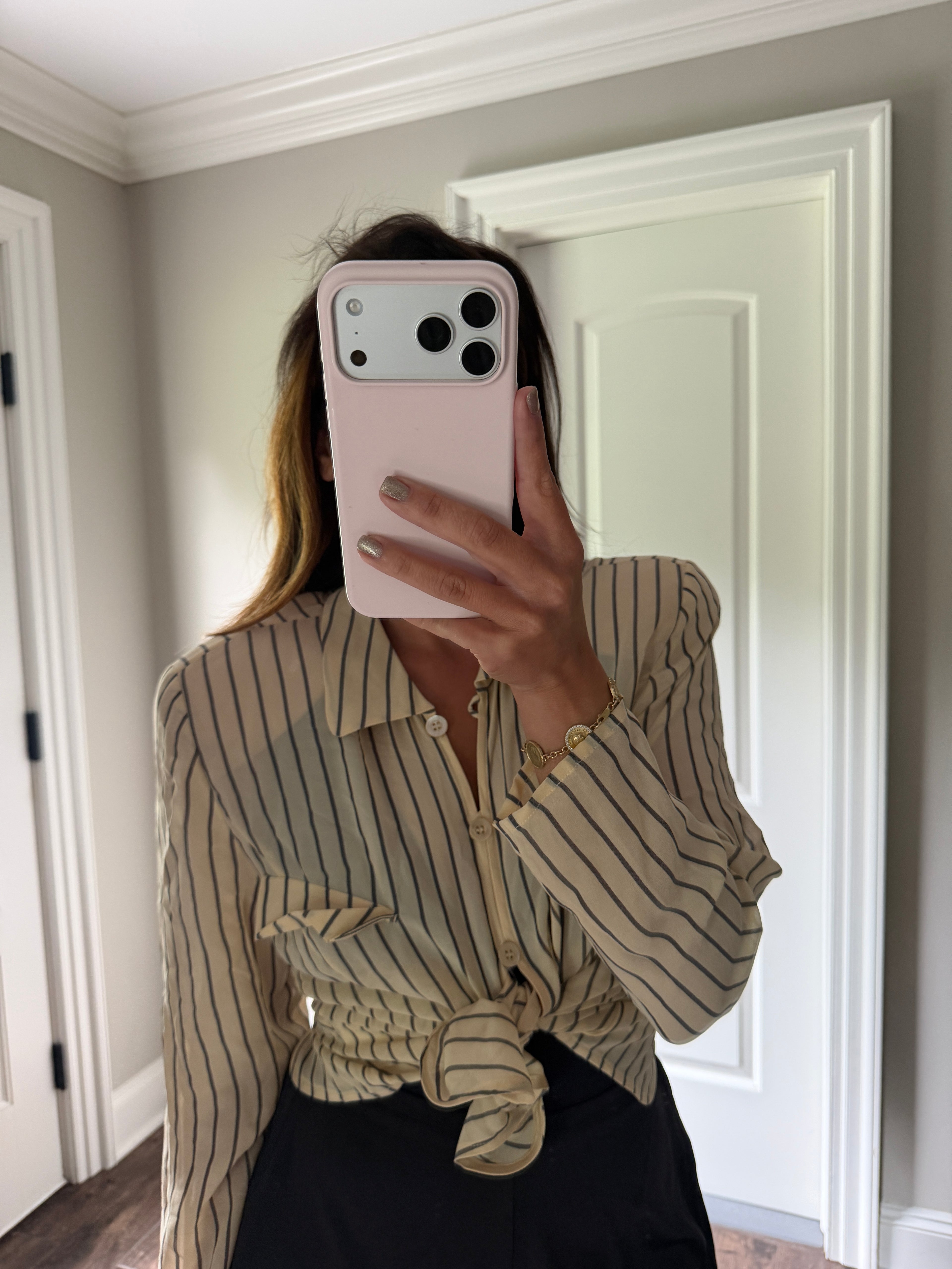 Armani Silk Striped Button Down NWT