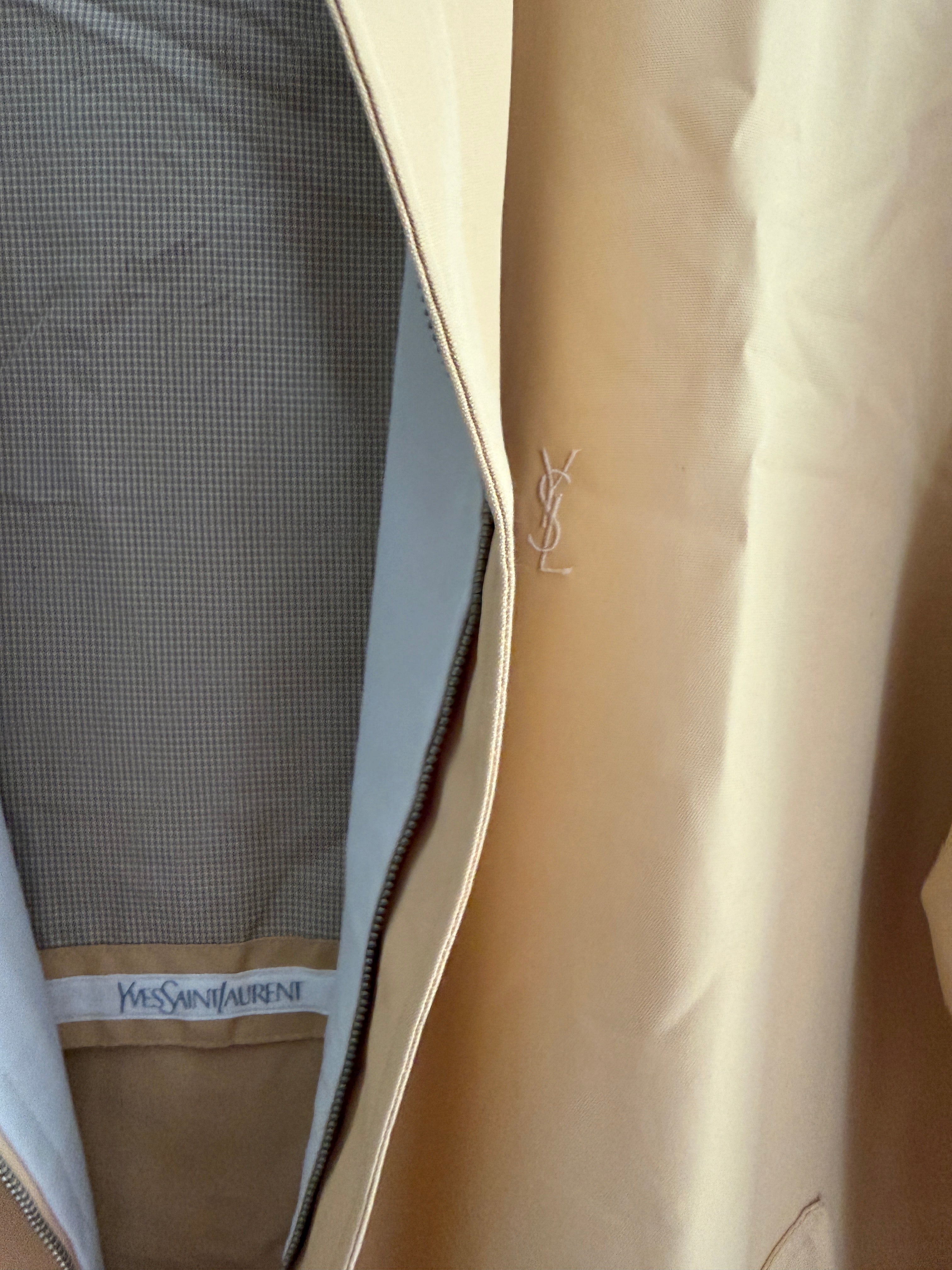 Yves Saint Laurent Vintage 90s Yellow YSL Logo Windbreaker Jacket White Logo Size 110 Oversized
