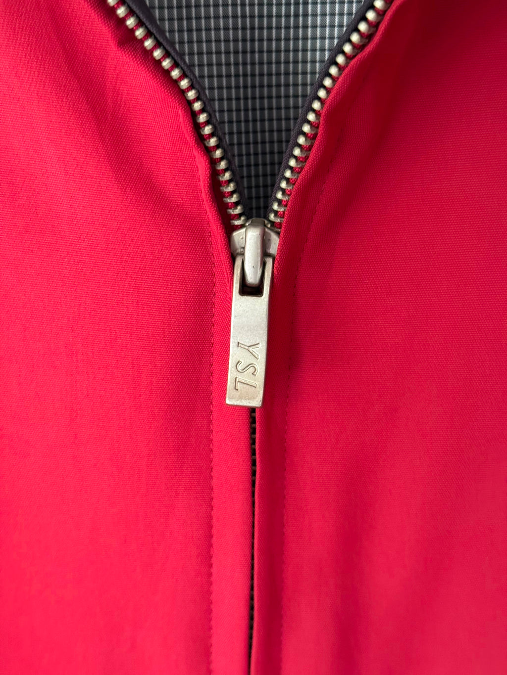 Yves Saint Laurent Vintage 90s Red YSL Logo Windbreaker Jacket Navy Logo Size 110 Oversized