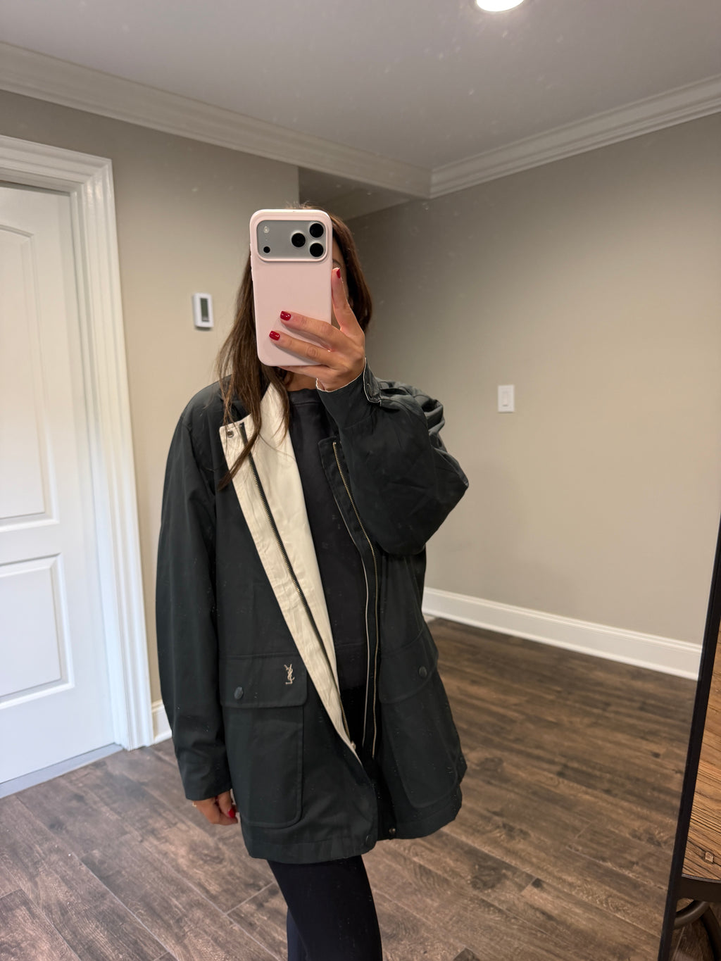 Yves Saint Laurent Vintage YSL Reversible White Black Windbreaker Bomber Jacket Size 95