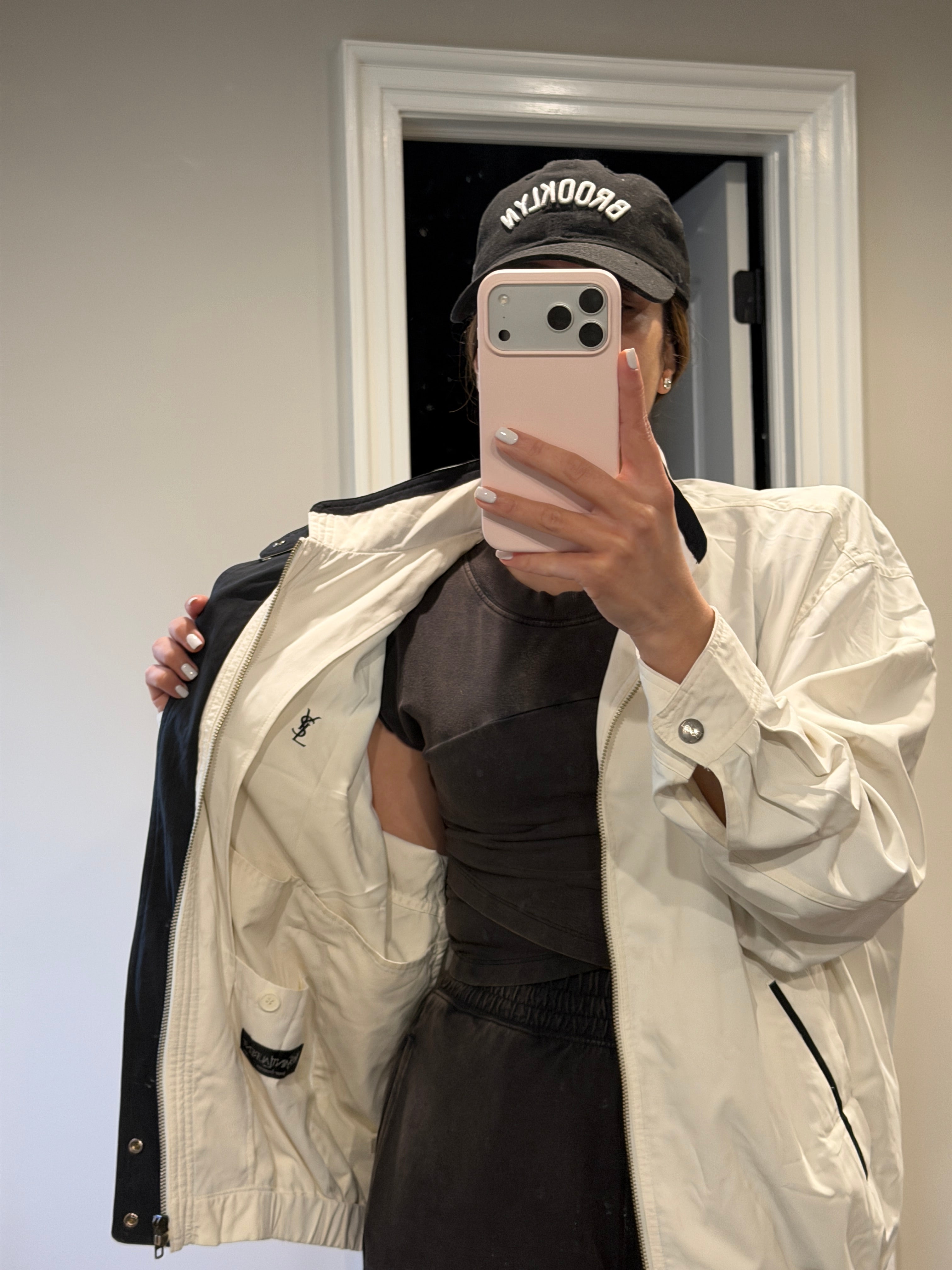 Saint Laurent Vintage Light Bomber Windbreaker White