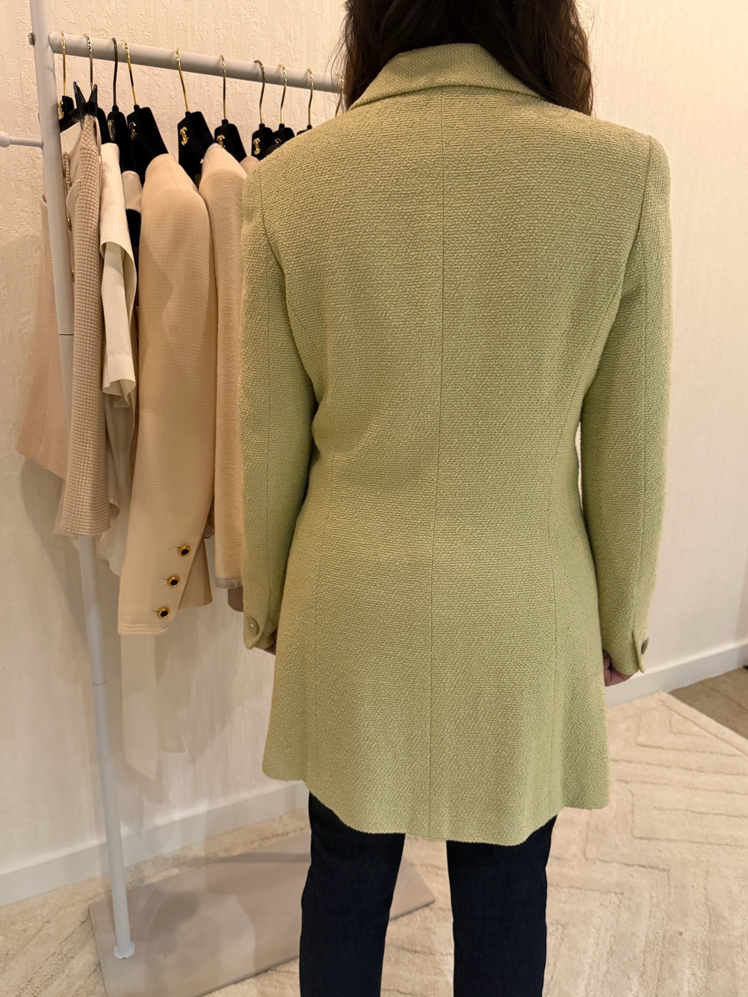 Chanel 1998 Light Green CC Button Blazer