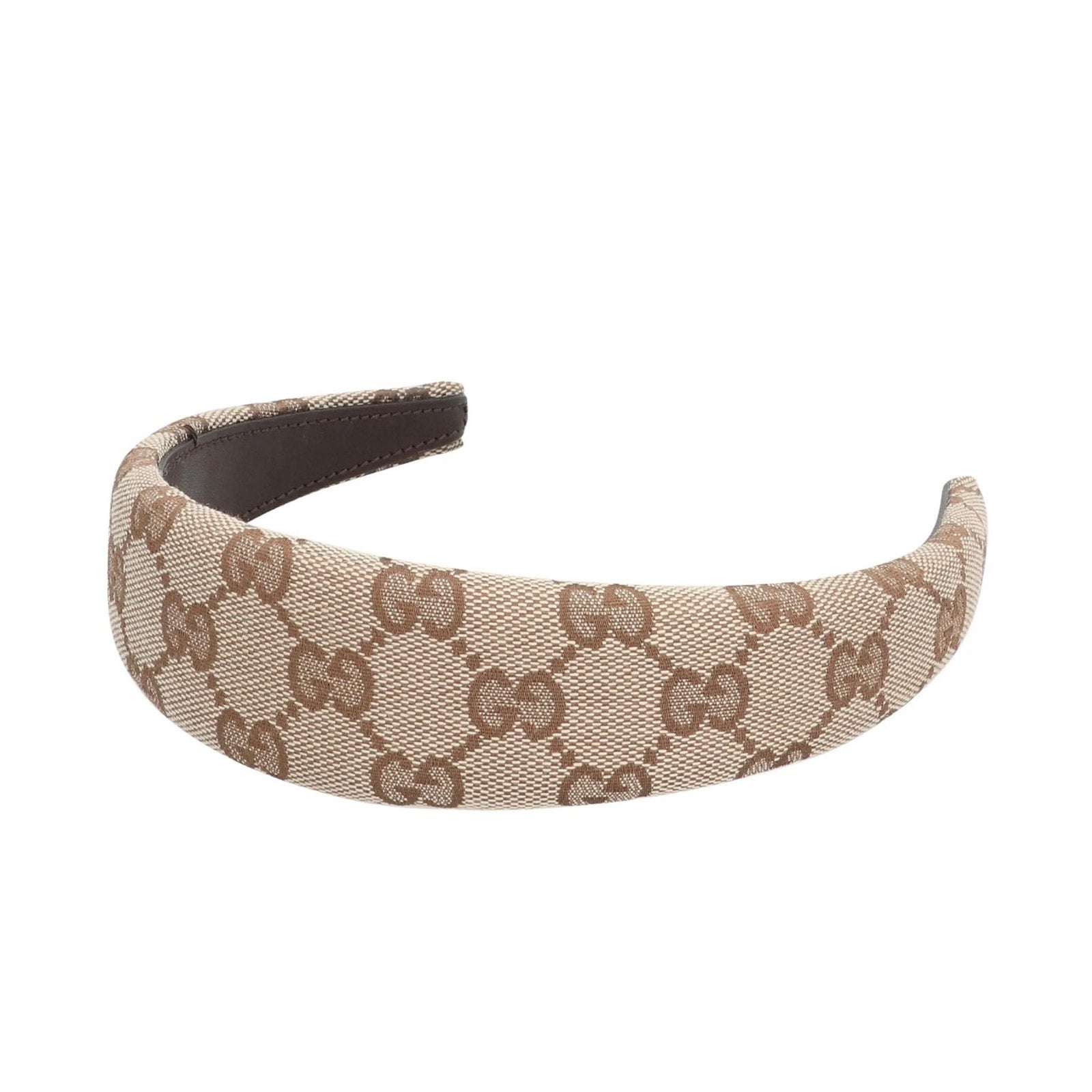 Gucci GG Canvas Padded Hair Band Beige Ebony Brown Classic Design NWT