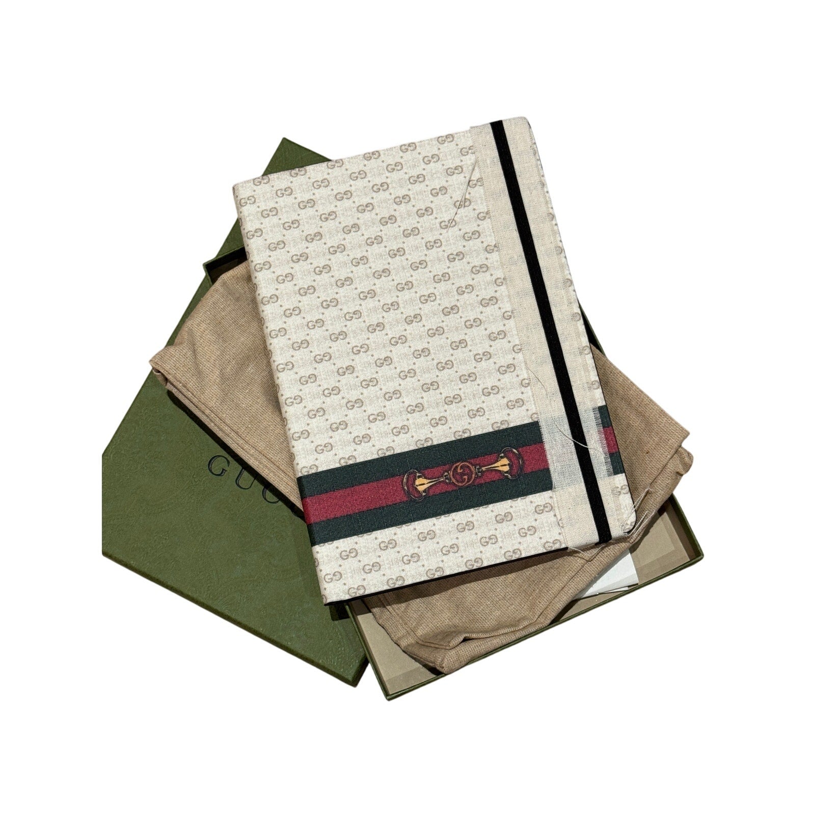 Gucci GG Supreme Notebook with Web & Horsebit Ivory/Brown New with Dustbag & Box