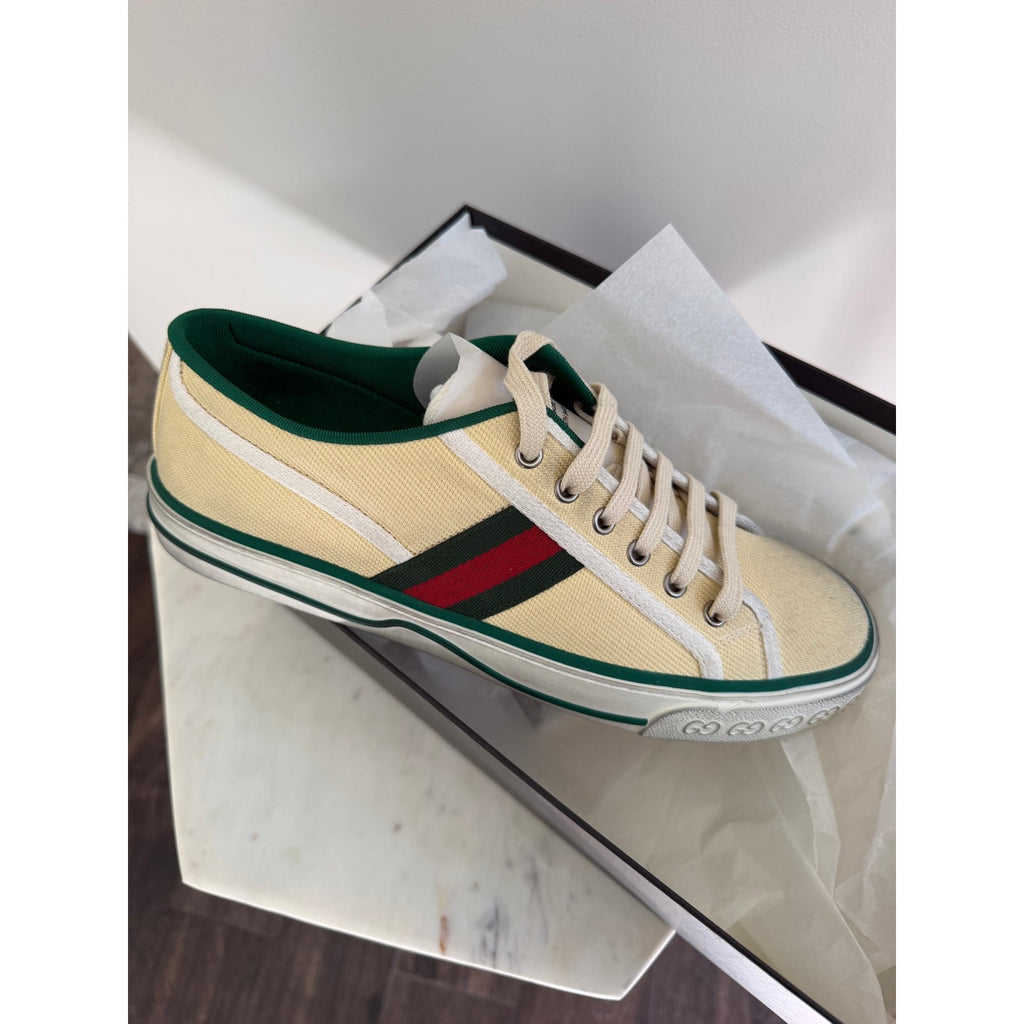 Gucci Tennis 1977 Canvas Sneakers Beige Green Red Men’s UK 8.5 US 9 New in Box