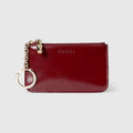 Gucci Rosso Ancora Red Leather Key Pouch Bamboo Zip Card Case NWT Burgundy