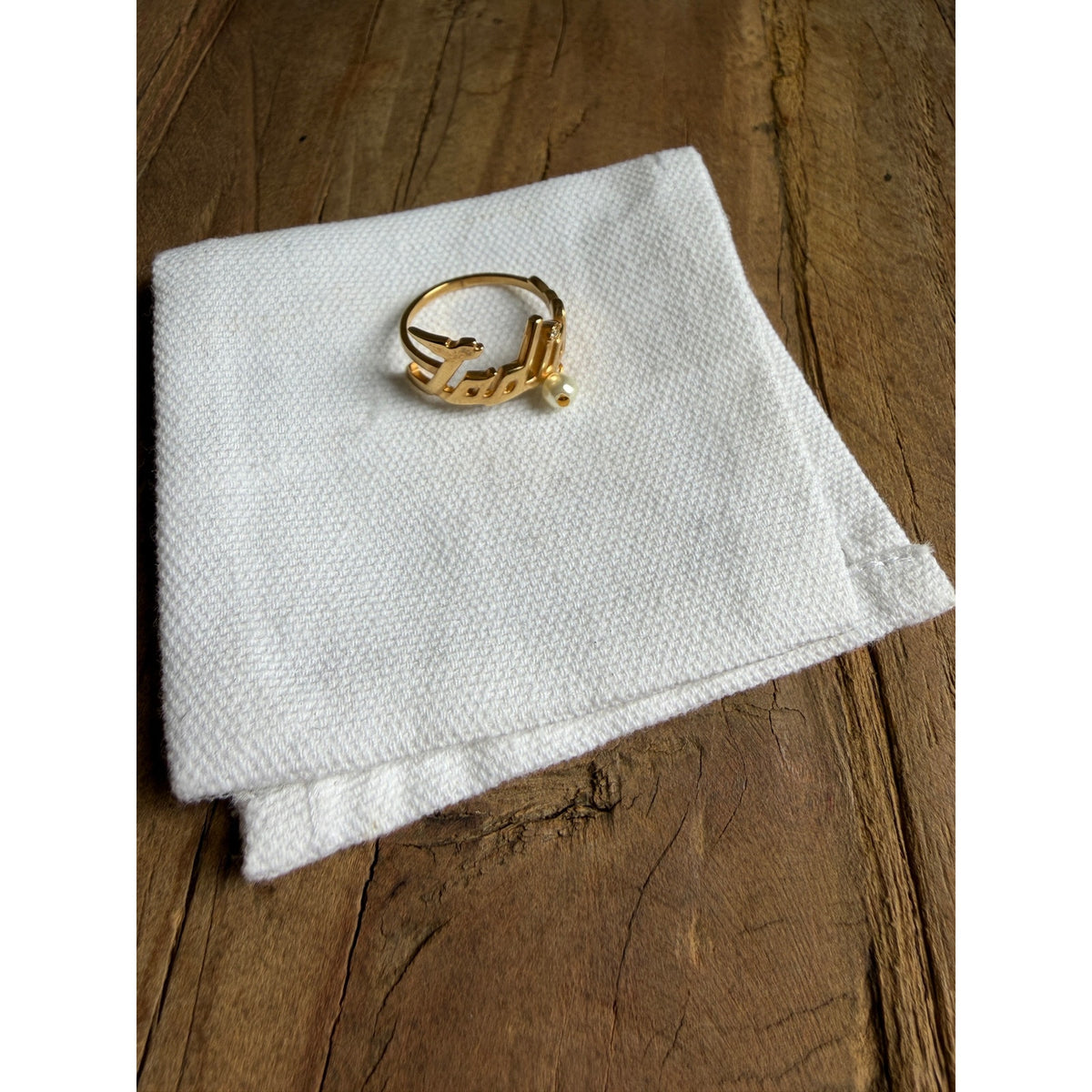 Dior J’Adior Ring Gold Finish Metal White Resin Pearl Crystal Size L 7.25 New