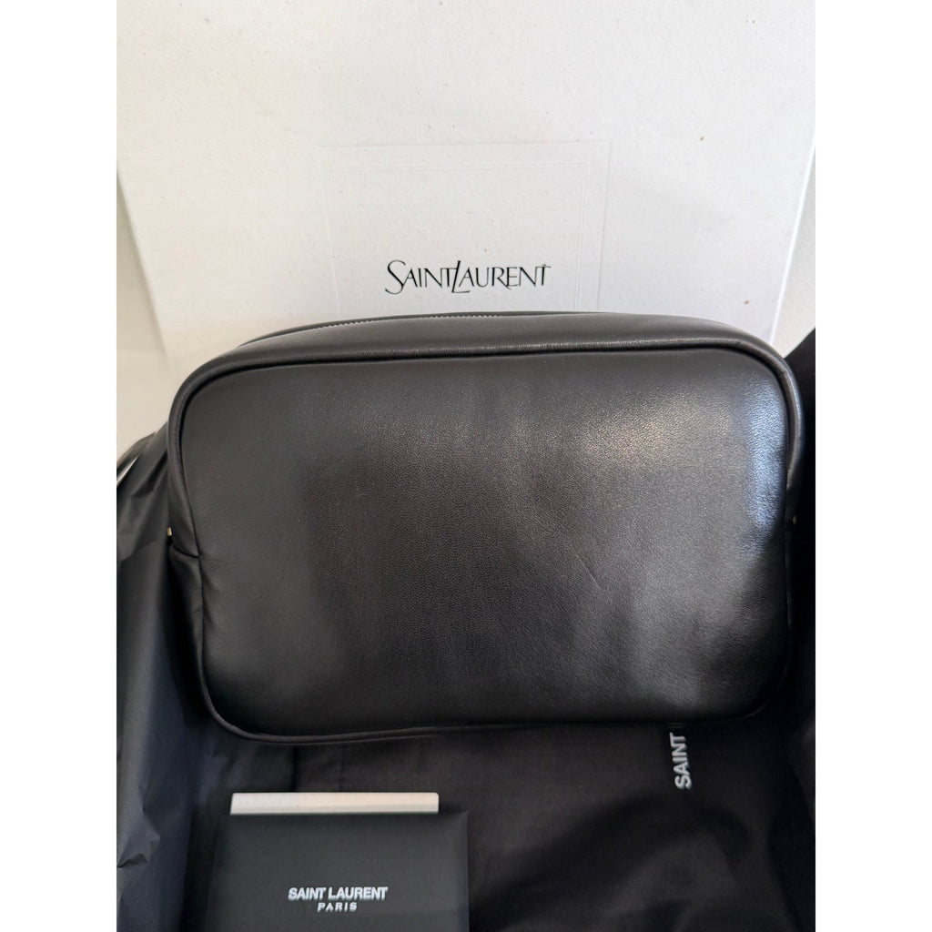 Saint Laurent YSL Calypso Black Quilted Lambskin Leather Clutch & Pouch NWT