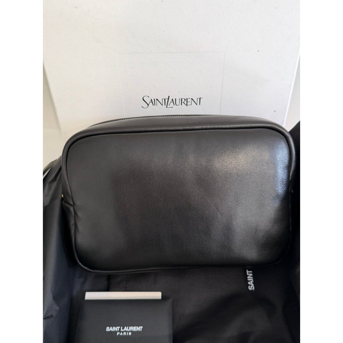 Saint Laurent YSL Calypso Black Quilted Lambskin Leather Clutch & Pouch NWT